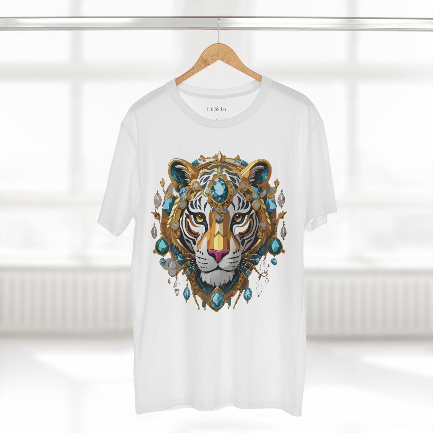 Tiger Graphic Unisex 100 Cotton Tee With Unique Animal Golden Medallion Art Design 50