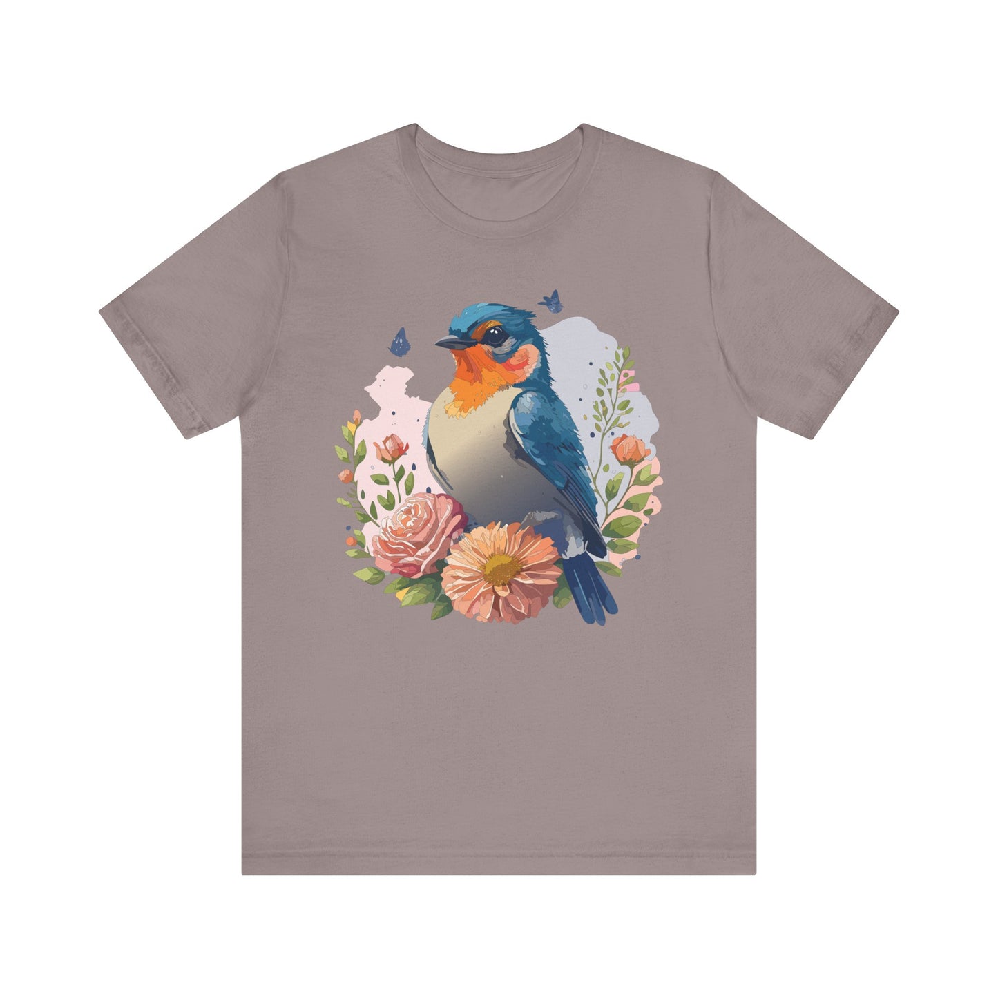 Floral Bird Tee, Animal Shirt, Bird Shirt, Floral Tee, Flower T-shirt, T-Shirt with Animal