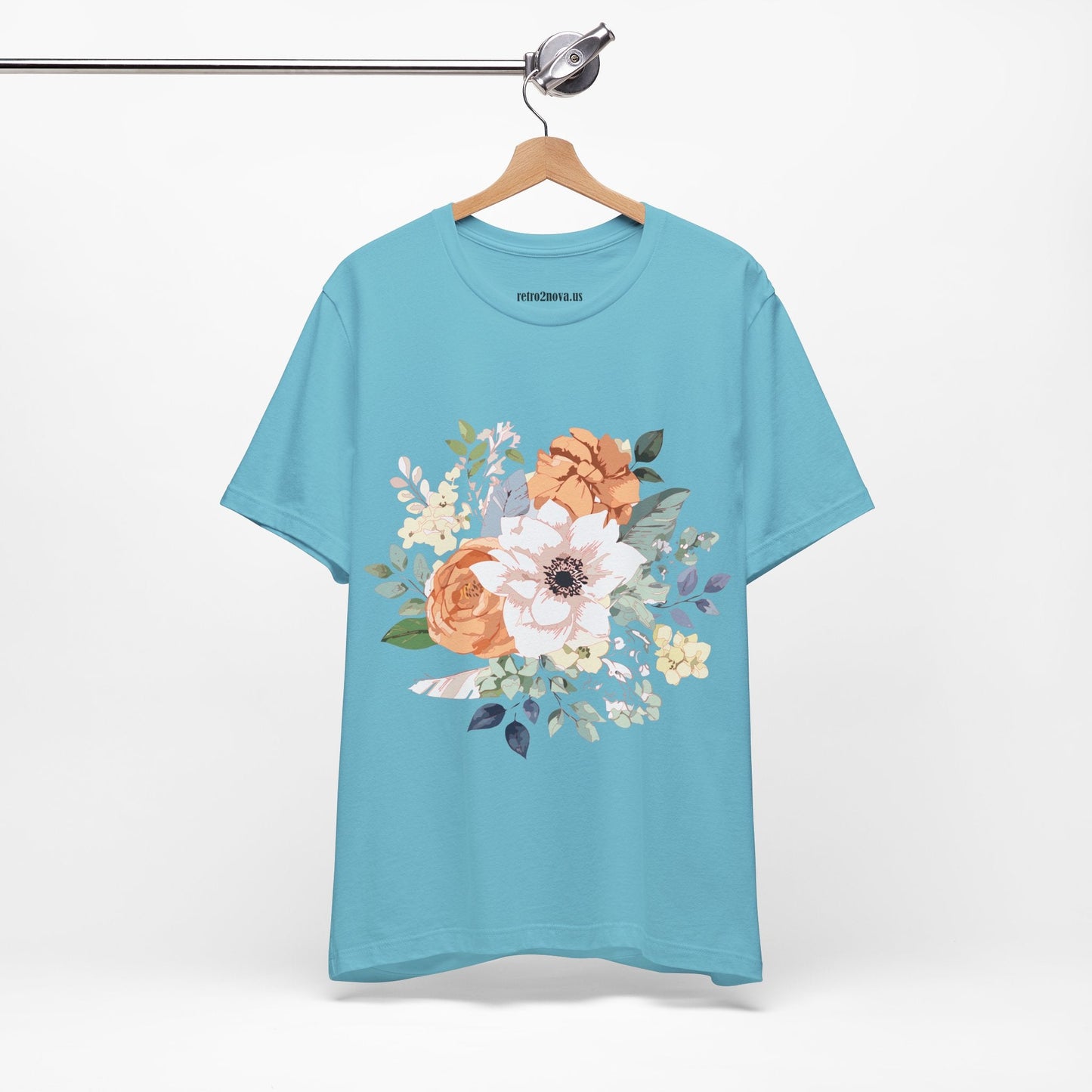 Unisex Floral Shirt Jersey Short Sleeve Tee Lightweight Breathable Flowers Collection Retro2Nova