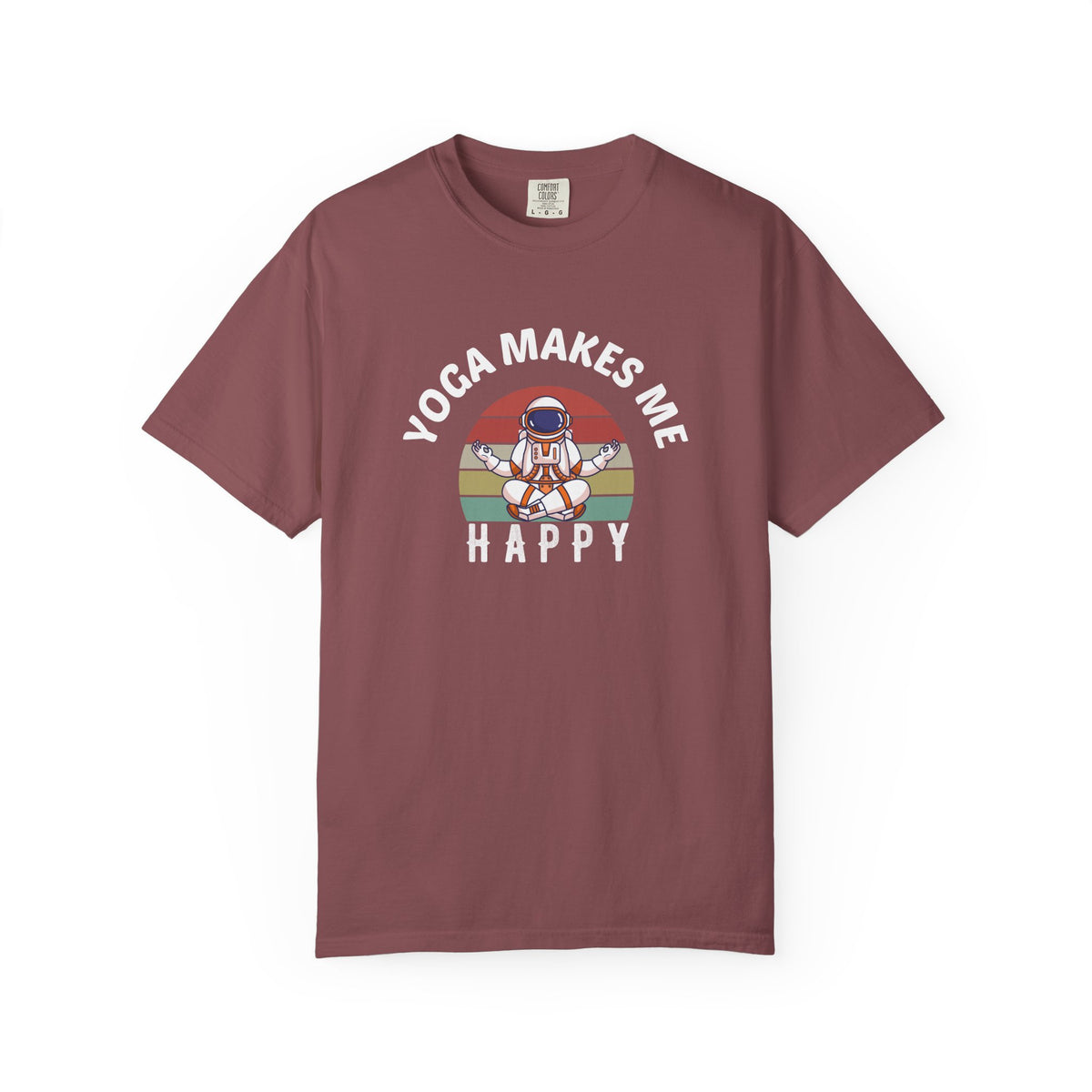Yoga Makes Me Happy Retro Astronaut Unisex Comfort Colors Garment-Dyed Heavyweight 100 Cotton Art Design T-Shirt w189