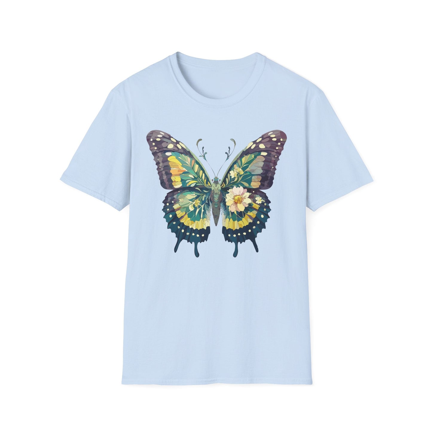 Butterfly Shirt Unisex Monarch Print T Shirt Gildan Softstyle 64000 Lightweight Tee