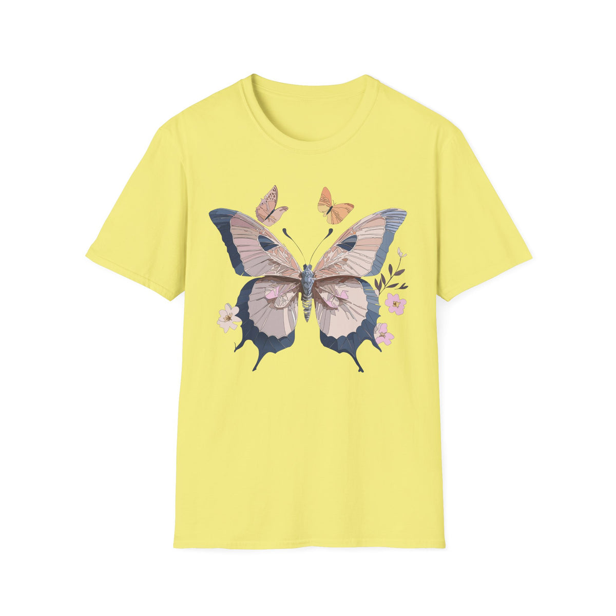 Pastel Butterfly Floral Wings Graphic Design Unisex 100 Cotton Gildan T-Shirt