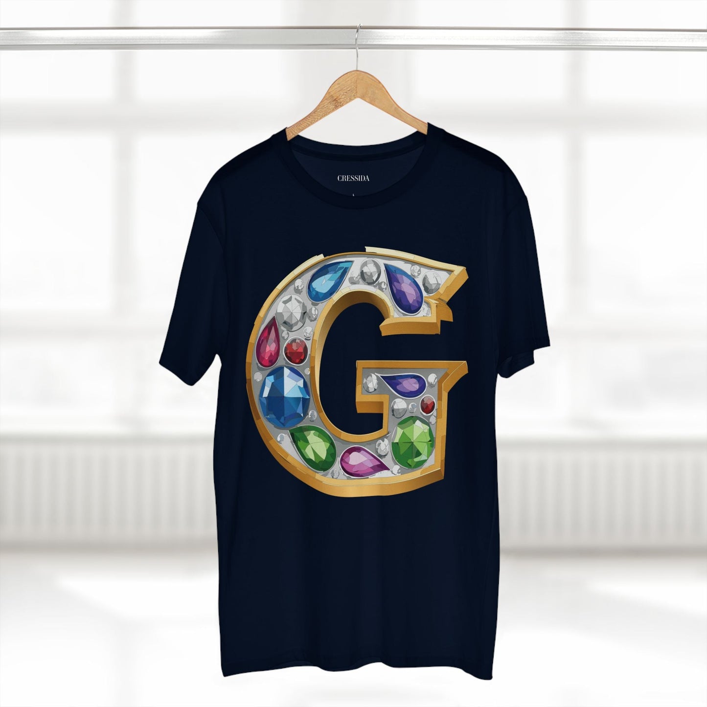Letter G Graphic Design Tee Unisex 100 Cotton With Antique Gold Letters Artwork T-Shirt