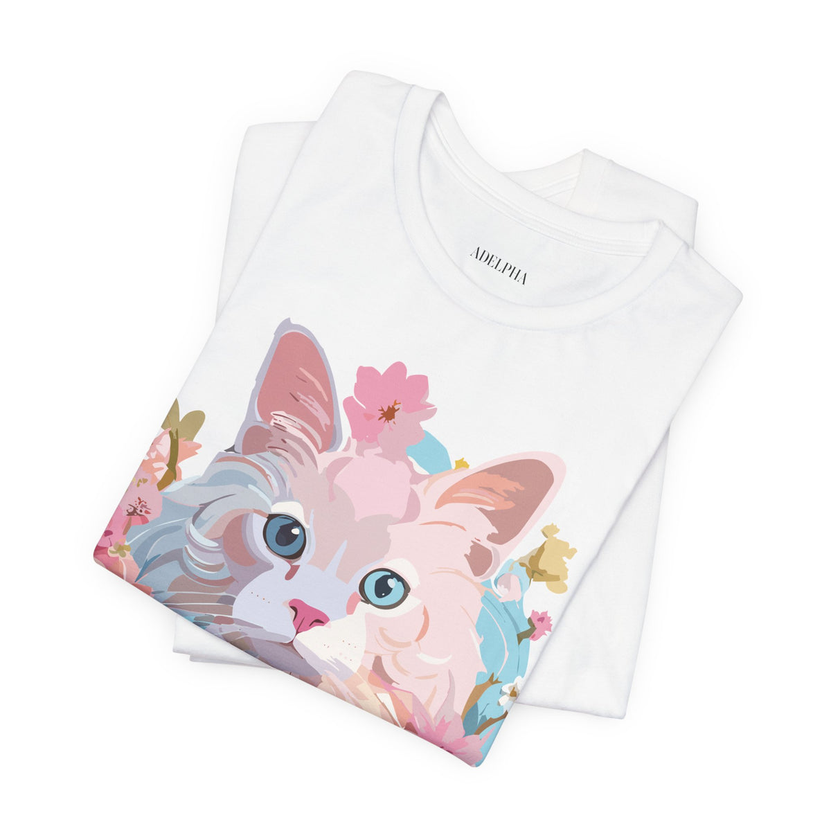 Cat Graphic Unisex Cotton Bella+Canvas Tee with Art Animal Design e206