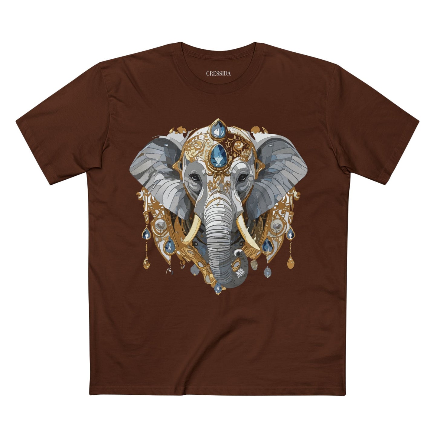 Elephant Graphic Unisex 100 Cotton Tee With Unique Animal Golden Medallion Art Design 37
