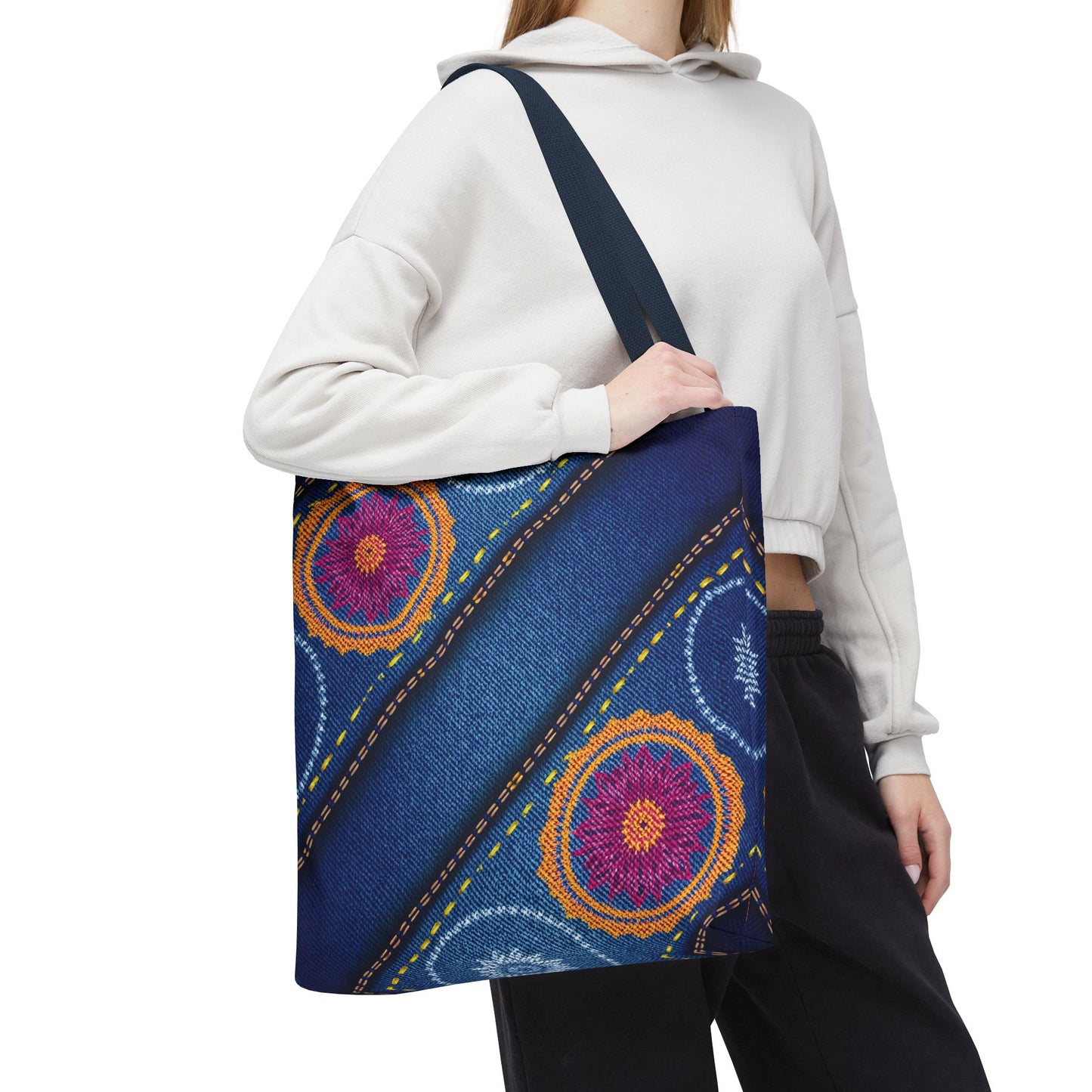 Diwali Graphic Denim Fabric Imitation Print Unisex Canvas Bag Poly Spun 3 Sizes Tote Bag 205-14