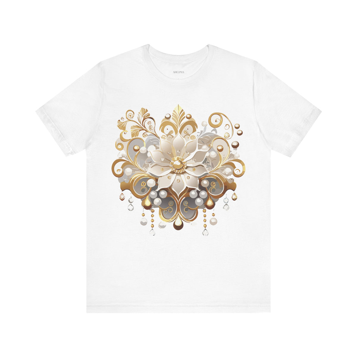 Jewelry Graphic Unisex Cotton Bella+Canvas Tee with Gemstones Art Design m27