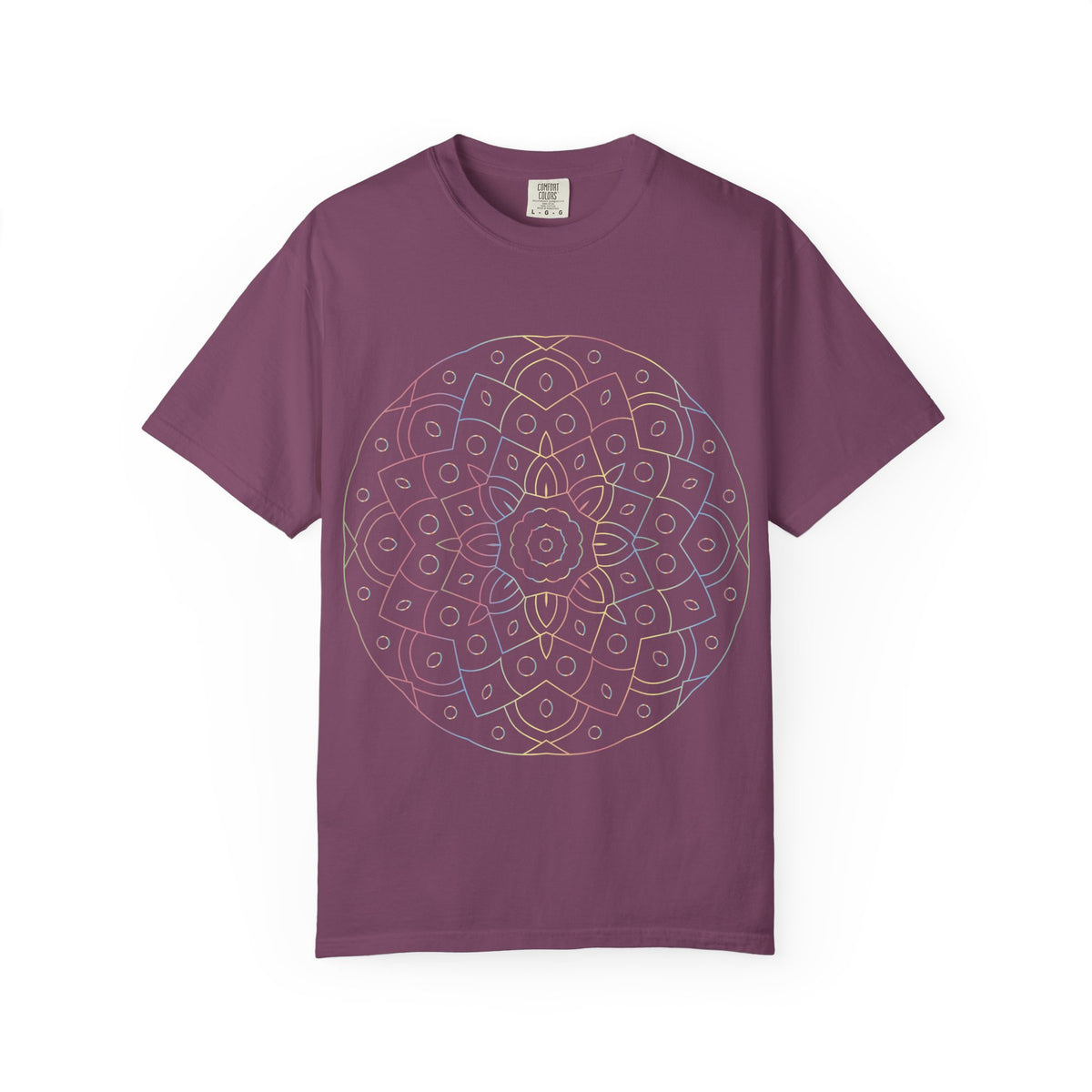 Unisex Garment Dyed Cotton T-Shirt with Mandala Graphic Design