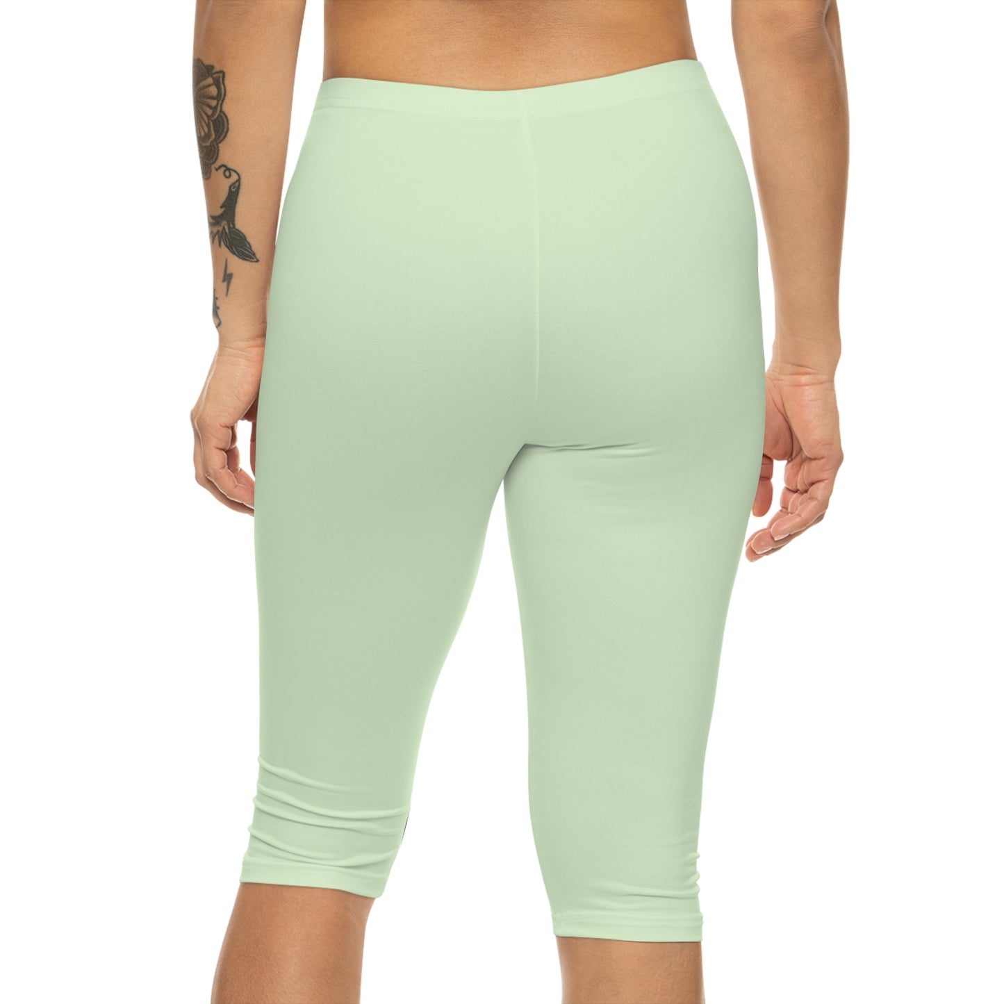 Frosted Mint Color Women's Brushed Suede Poly Span Casual Capri Leggings XS-2XL