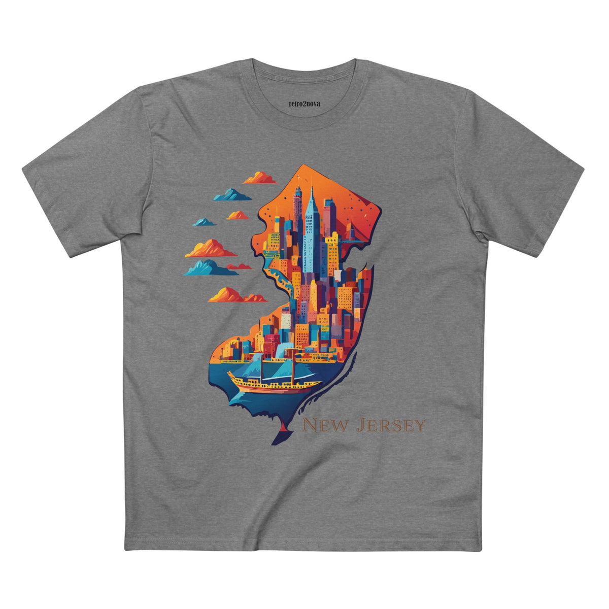New Jersey Skyline silhouette T-Shirt | State Outline Cityscape Tee