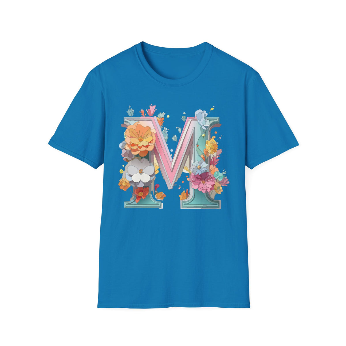 Floral Letter M Shirt | Monogram Initial Tee, Botanical Alphabet
