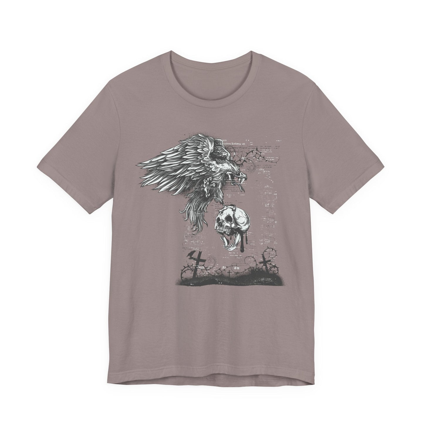 Raven and Skull Illustration Graphic Unisex Cotton T-Shirt r19