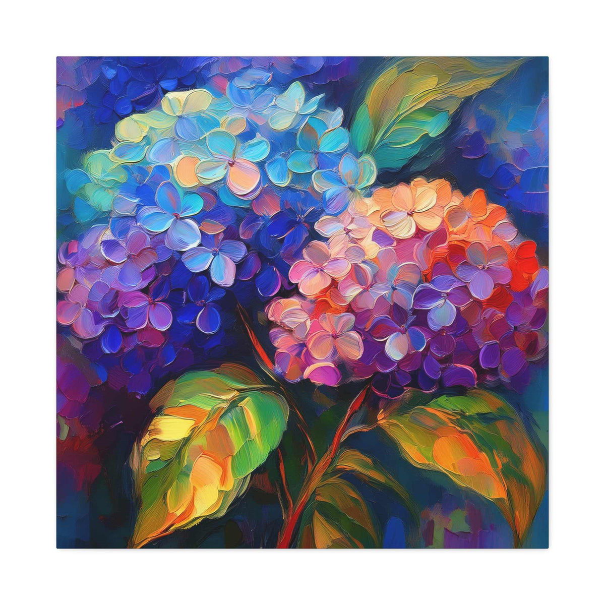 Hydrangeas Print Canvas, Flowers Oil Paint Print 20x20, 24x24, 30x30, 32x32, 36x36, Floral Art Design Print Non-Frame MC-29