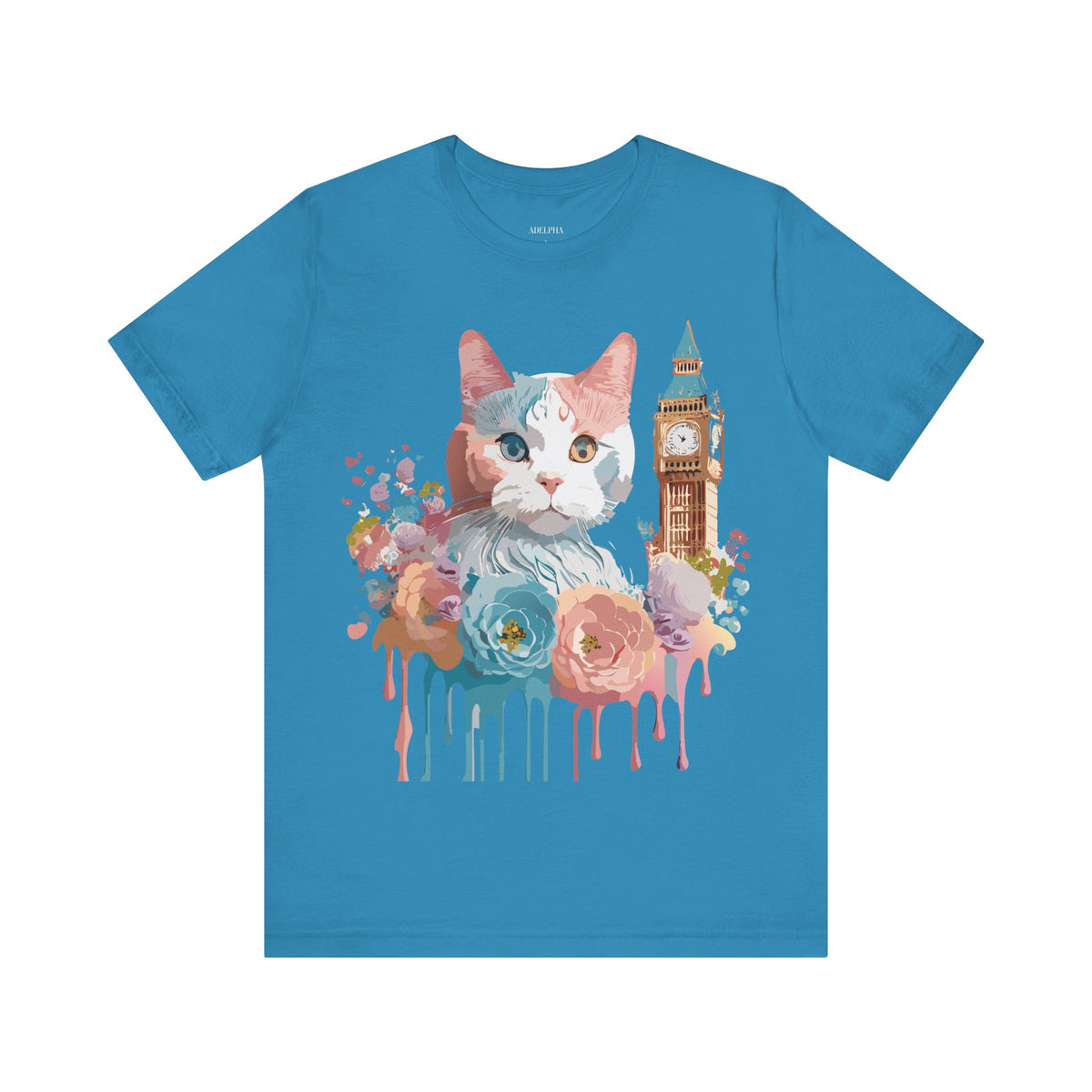 Cat Graphic Unisex Cotton Bella+Canvas Tee with Art Animal Design e100