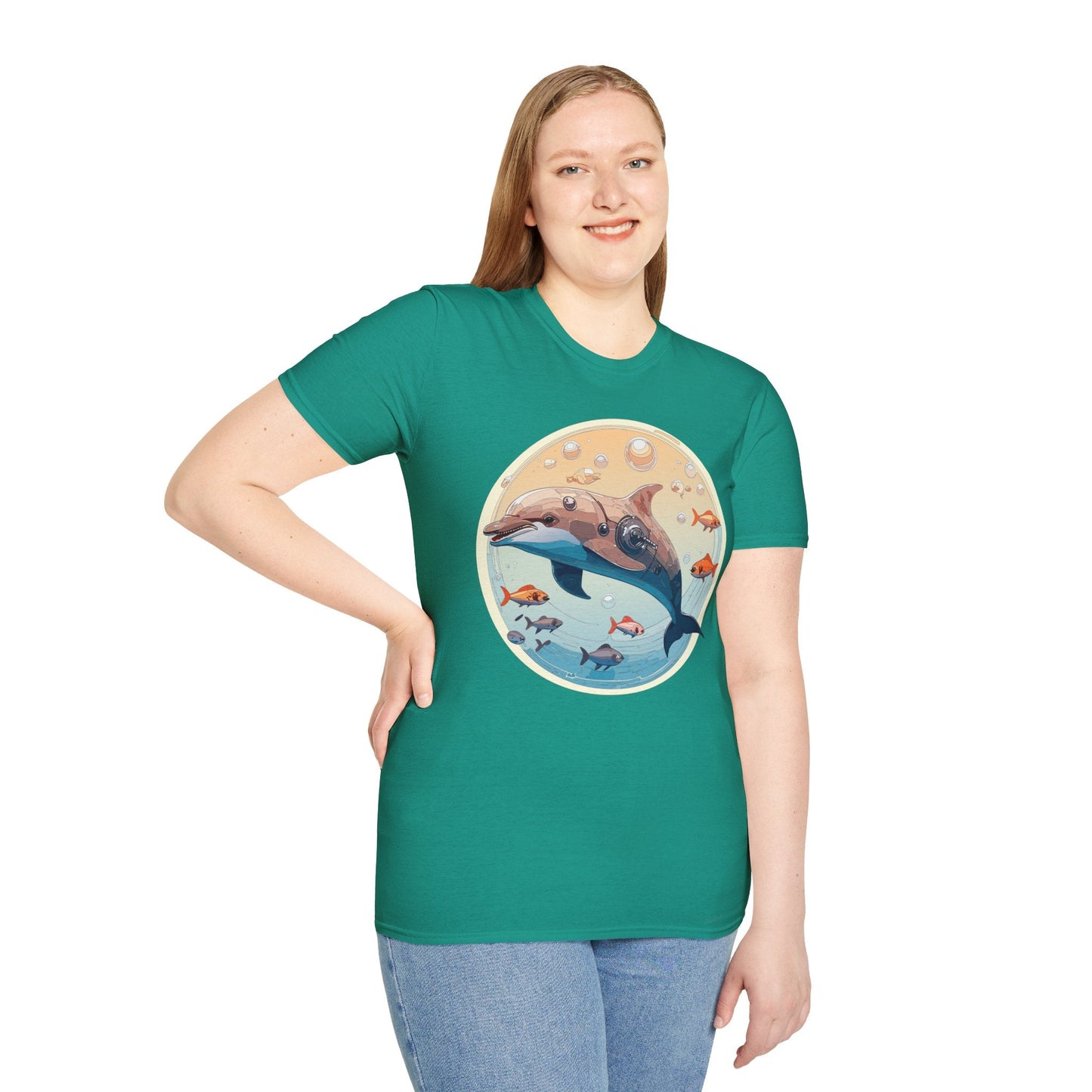 Dolphin Shirt Unisex Softstyle Tee 100 Percent Ring Spun Cotton Breathable Gildan 64000