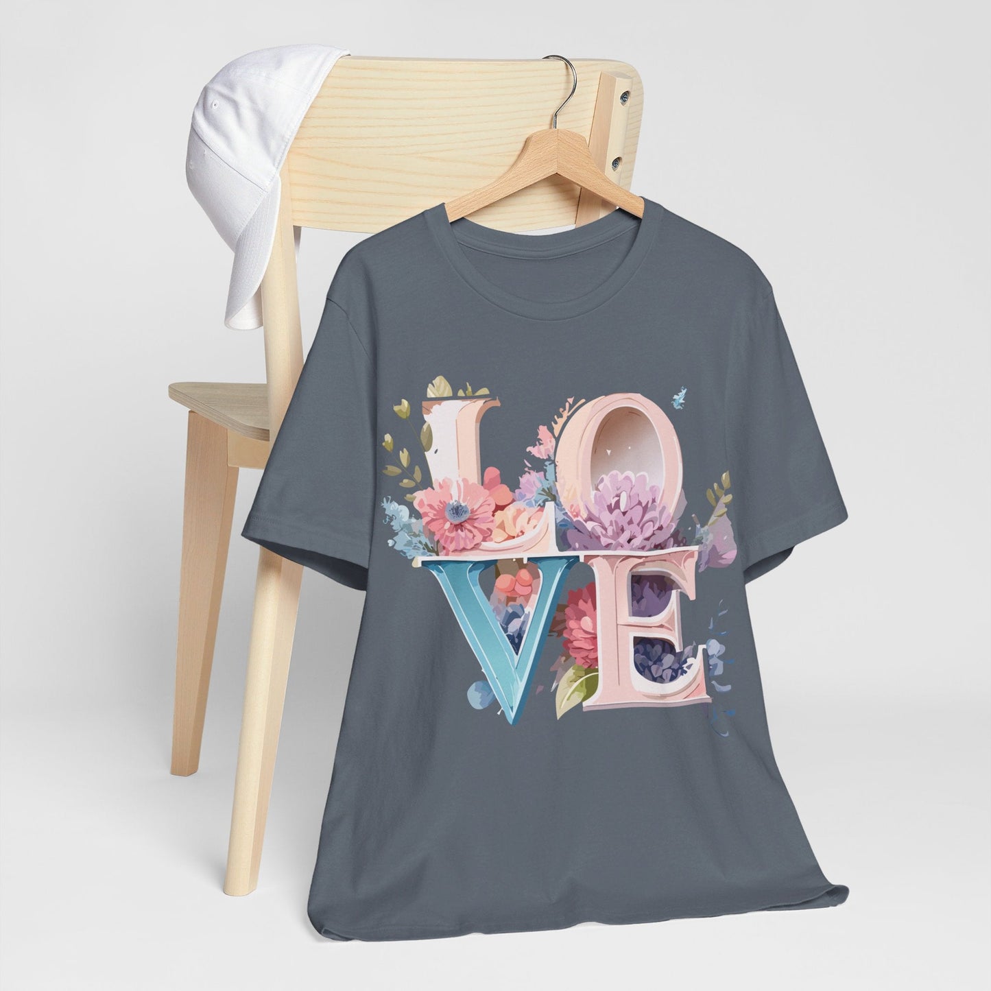 Valentine Day Graphic Unisex 100 Cotton Vintage Artwork with Love and Flower Design Tee 42