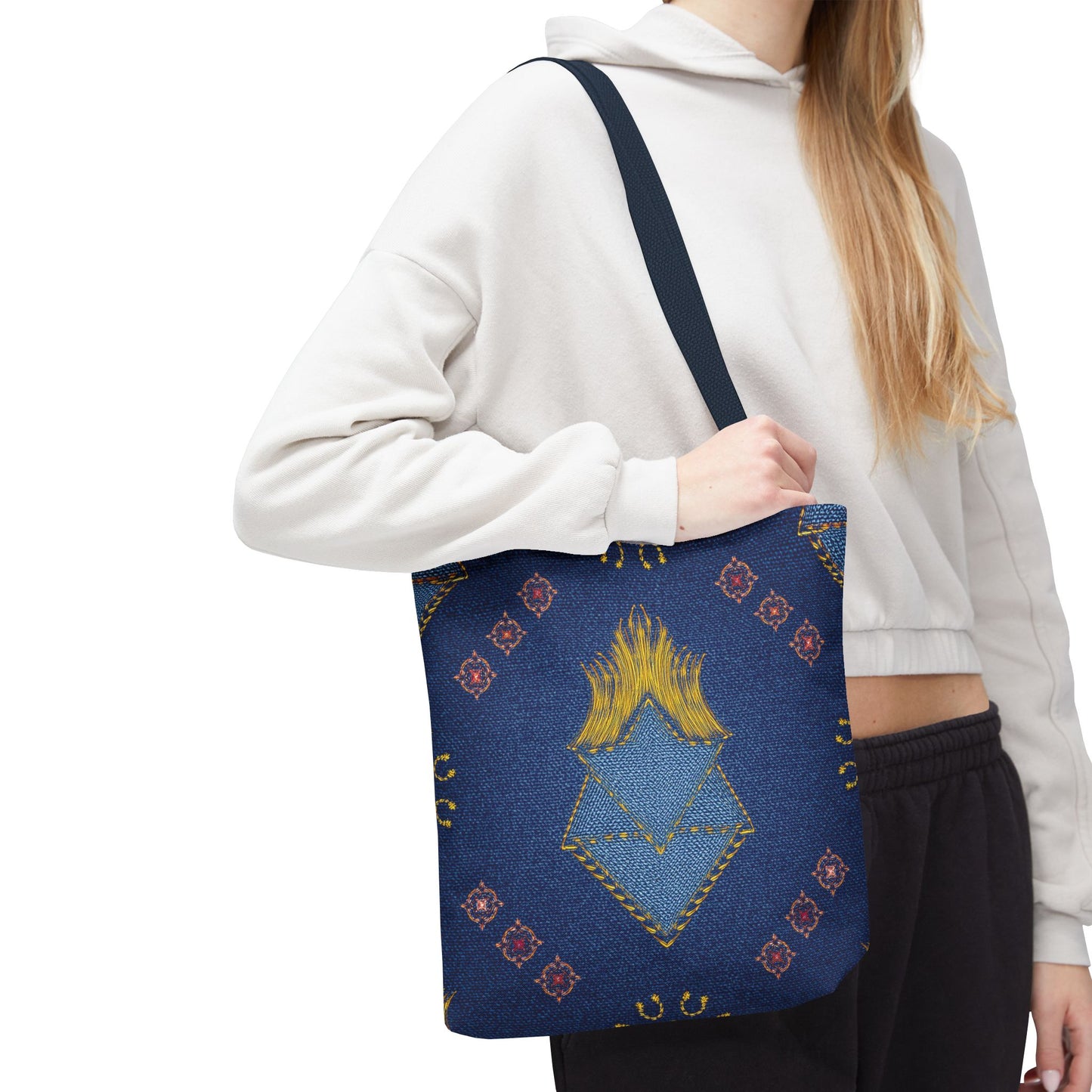 Diwali Graphic Denim Fabric Imitation Print Unisex Canvas Bag Poly Spun 3 Sizes Tote Bag 205-12