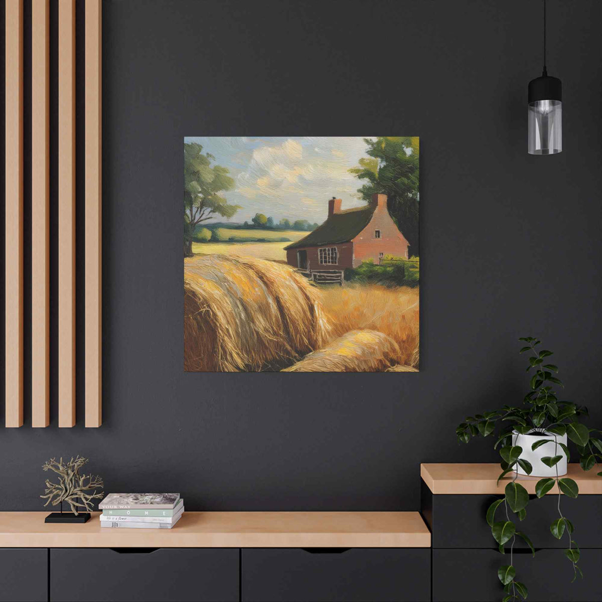 Countryside Print Canvas, Oil Paint Print 20x20, 24x24, 30x30, 32x32, 36x36 Art Design Print Pine-Wood Inner Frame MC- 47