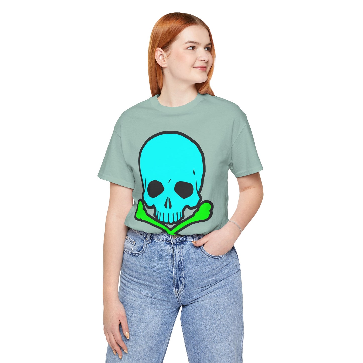 Blue Skull Graphic Design Tee, Skull Shirt, Vintage Tees, Art Design T-Shirt, Vintage Graphic Tee, Art Shirts with Skulls