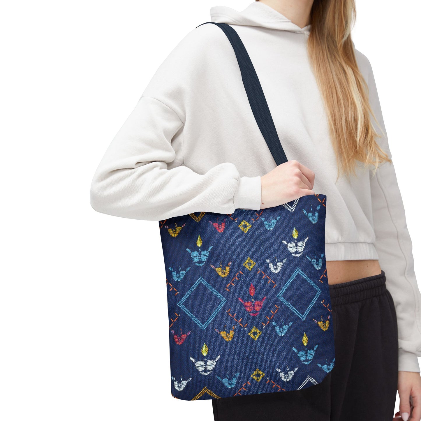 Diwali Graphic Denim Fabric Imitation Print Unisex Canvas Bag Poly Spun 3 Sizes Tote Bag 205-13