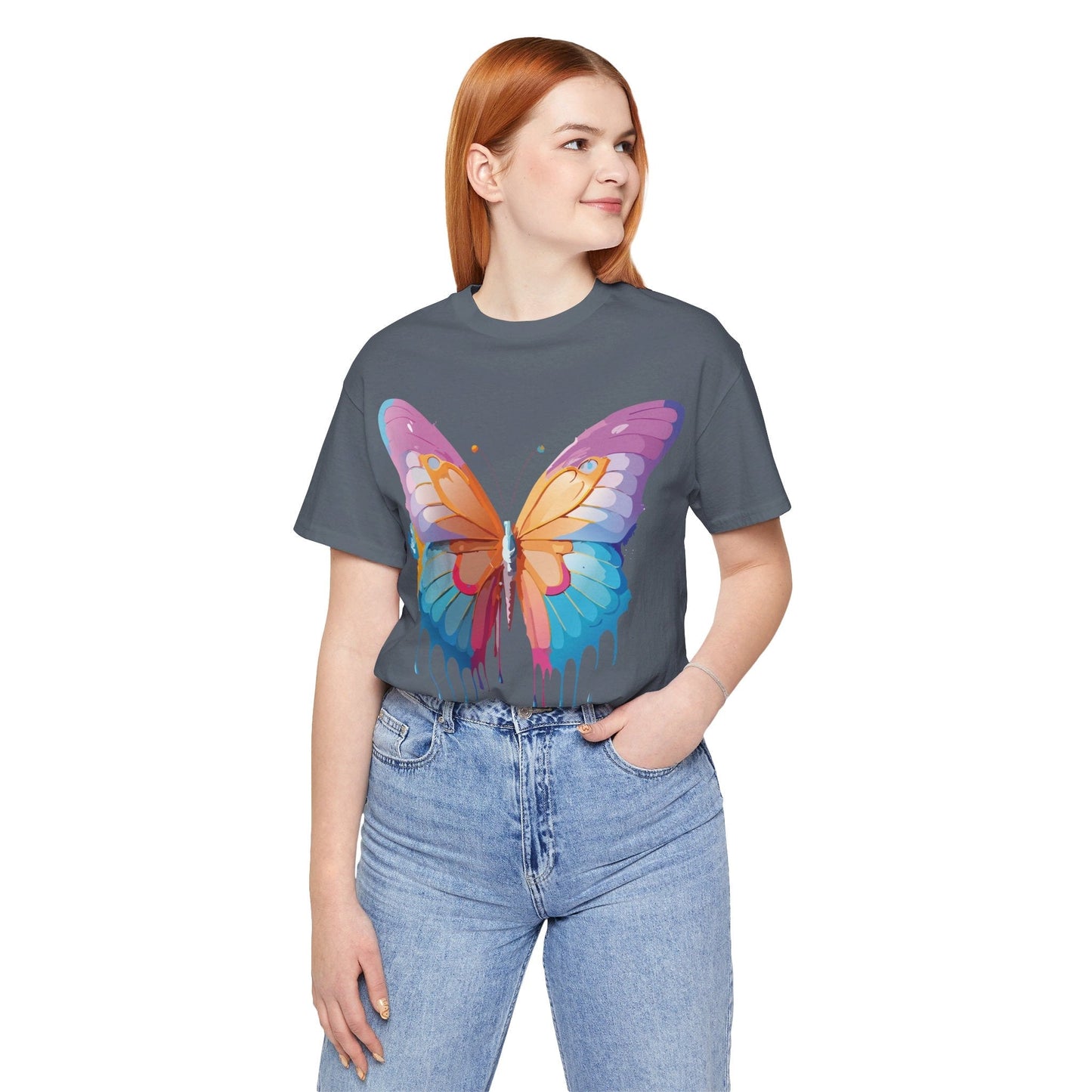 Butterfly Graphic Unisex 100 Cotton Lightweight Vintage Design Jersey Tee 90