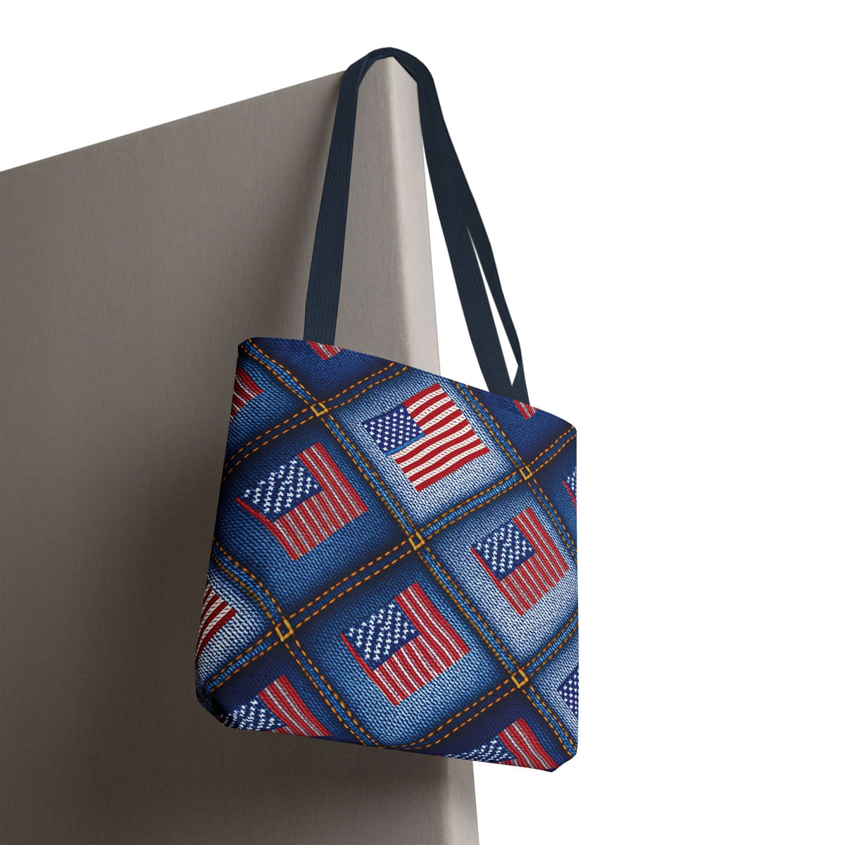 4th of July Graphic Denim Fabric Imitation Print Unisex Canvas Bag Poly Spun 3 Sizes Tote Bag 200-21