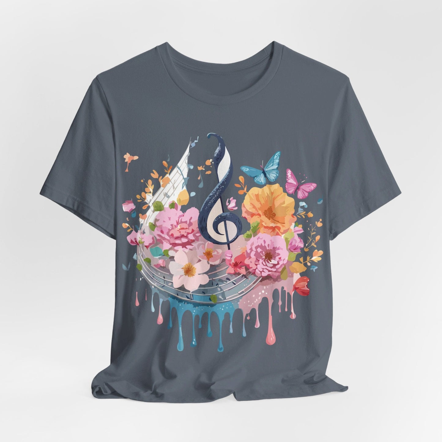 Music Graphic Unisex 100 Cotton Vintage Art with Musical Elements Tee 125