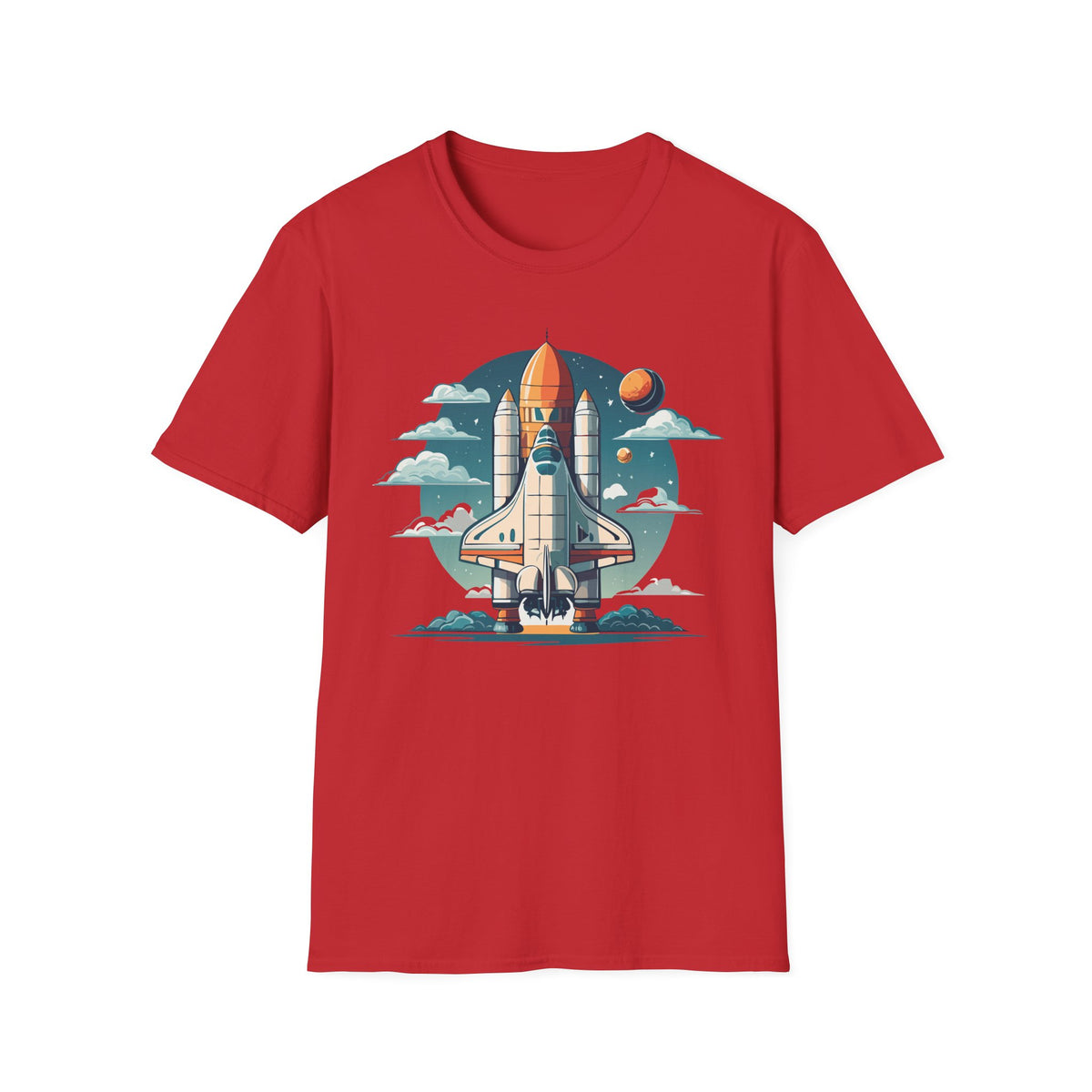 Retro Space Shuttle Illustration T-Shirt | Rocket Launch Graphic Design Unisex 100 Cotton Gildan T-Shirt