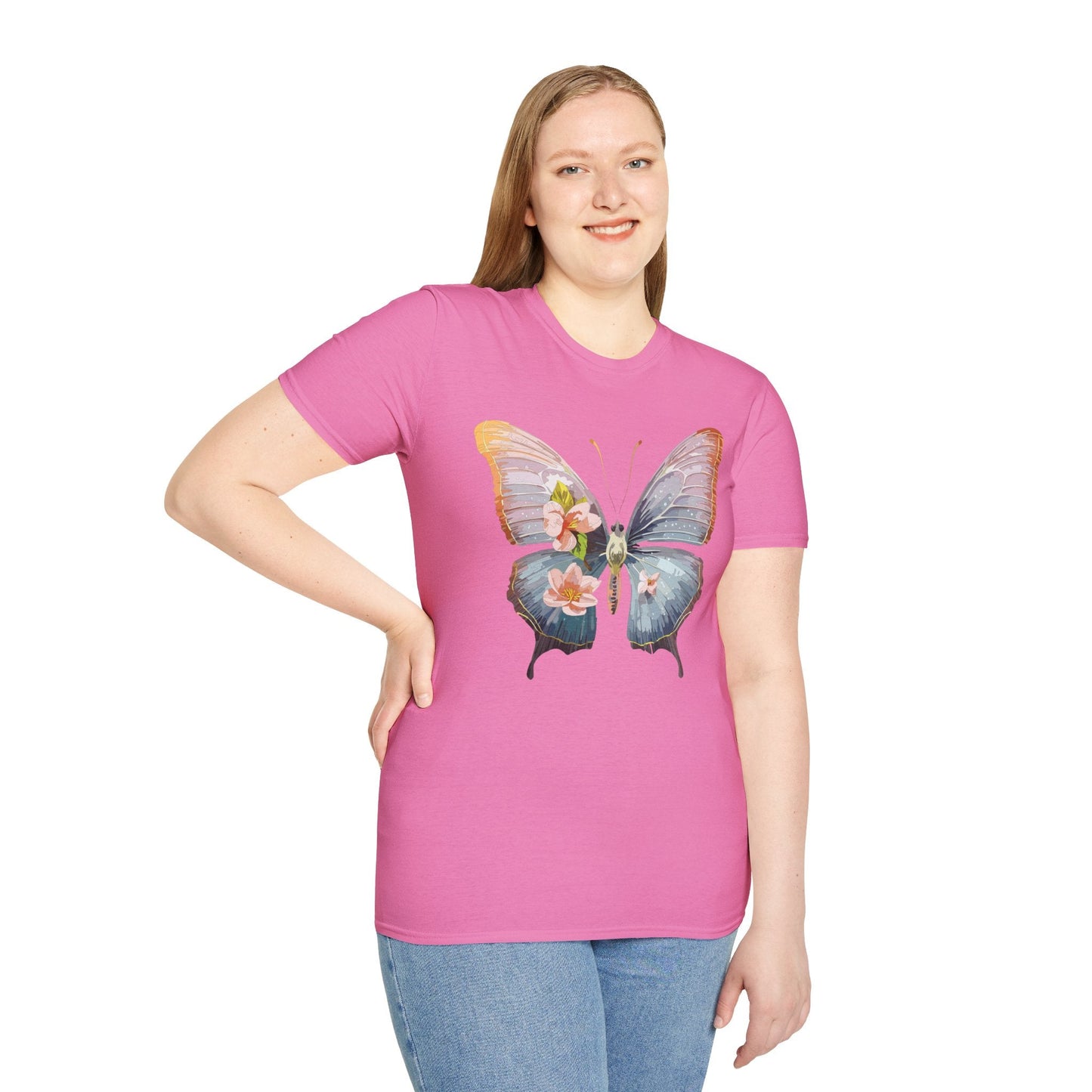 Butterfly Print T Shirt For Men Women Unisex Monarch Design Softstyle Cotton Tee