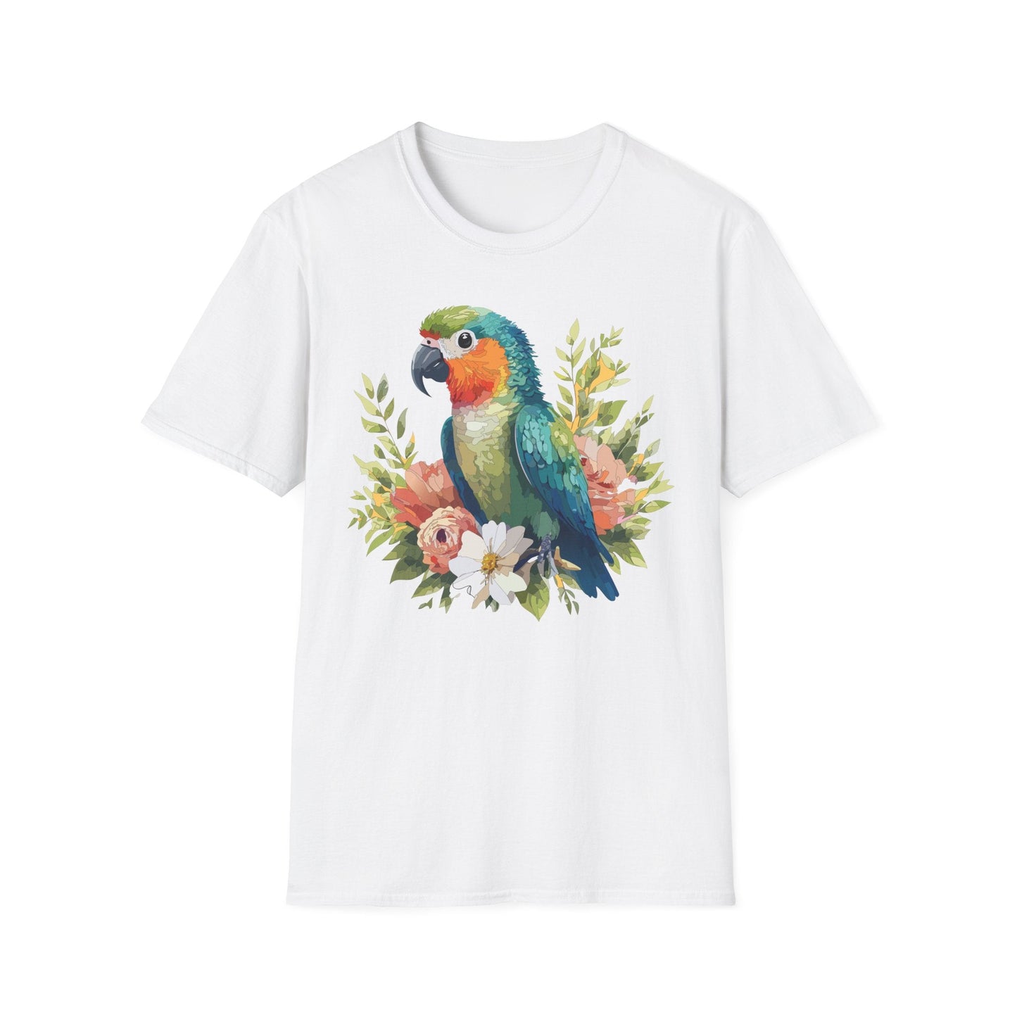 Floral Bird T Shirt Unisex Softstyle Gildan 64000 Cotton Tee for Everyday Comfort