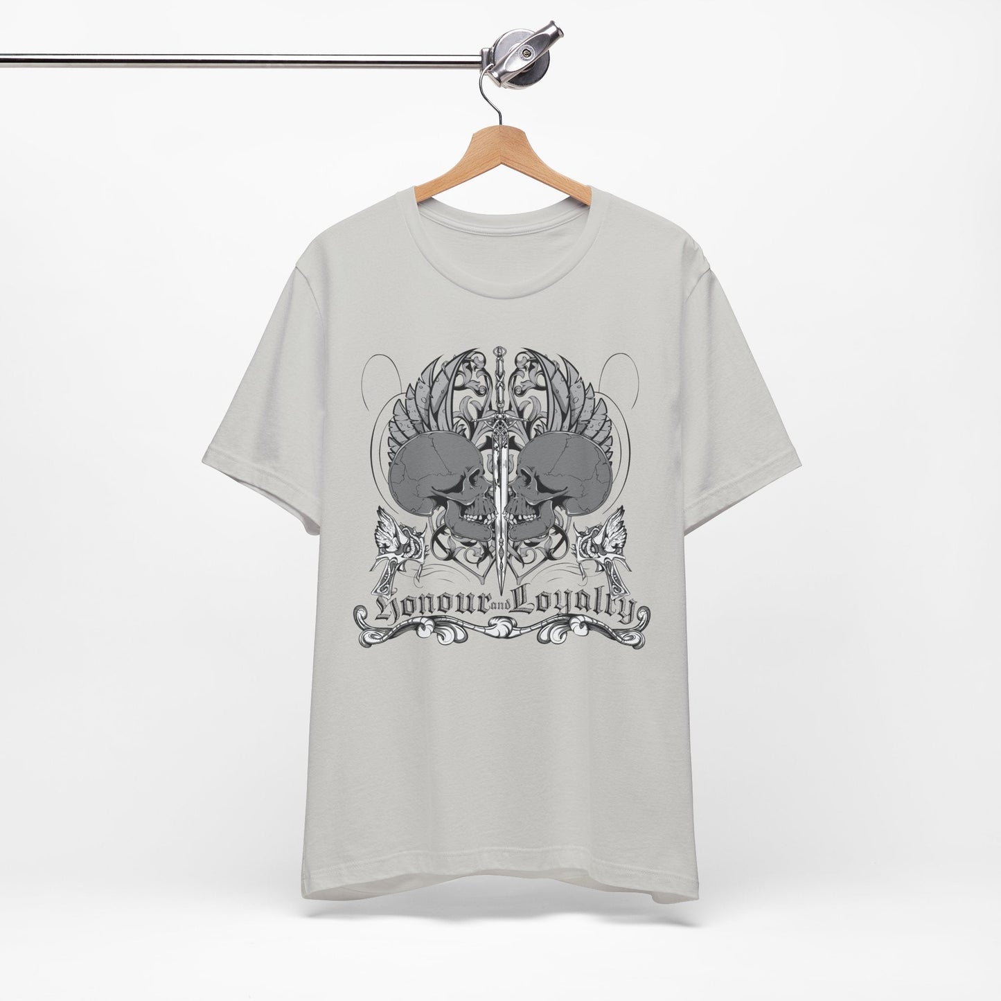 Honor Loyalty crest tee Gothic heraldry skulls wings emblem Art-48