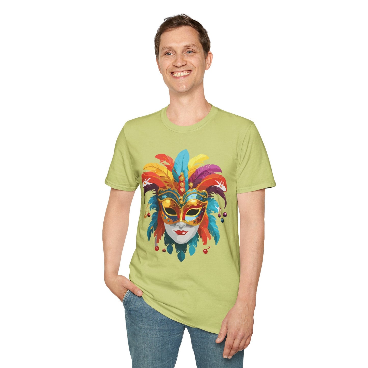 Mask Tee Shirt Unisex Masquerade Art Design Gildan Softstyle 64000 Short Sleeve Tee