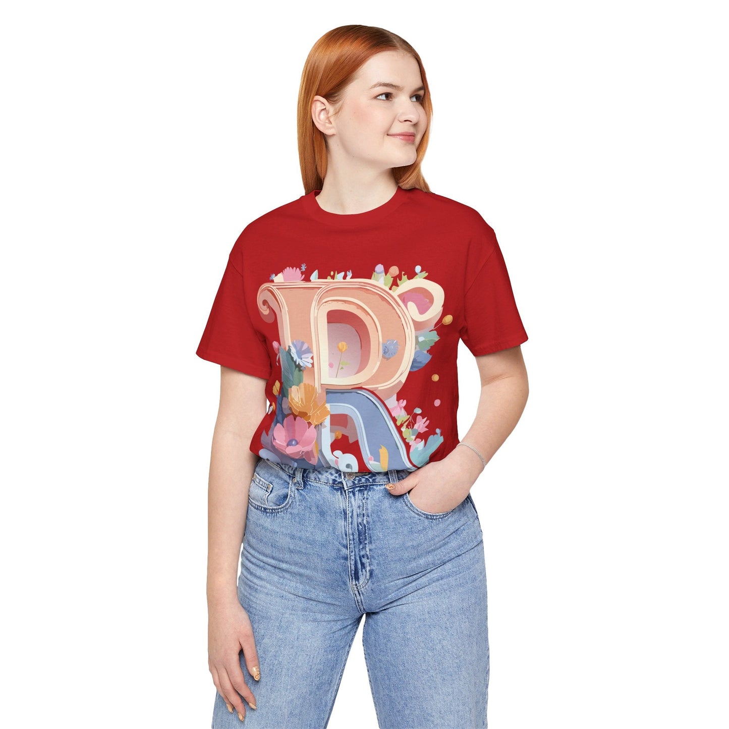 Letter R Shirt Unisex Graphic Tee Premium Cotton Vintage Inspired Art By Adelpha Short Sleeve