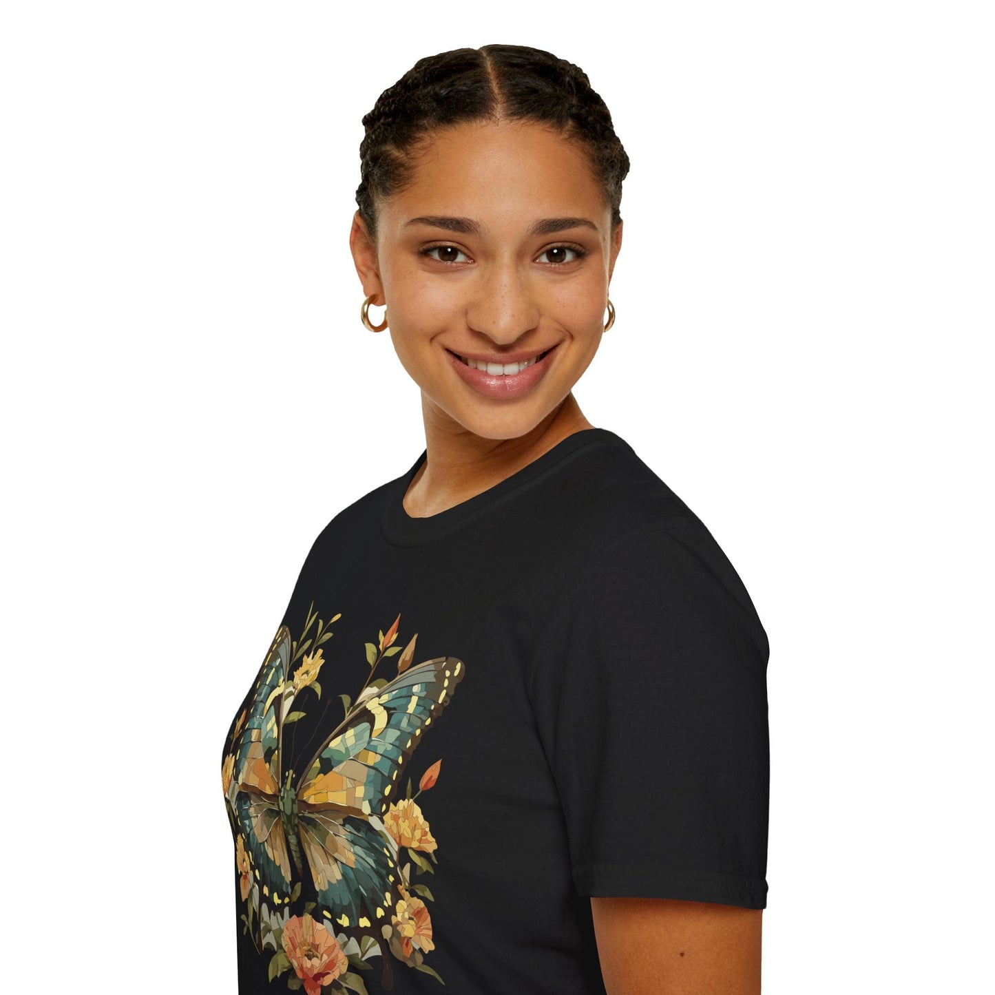 Butterfly Print T Shirt Unisex Monarch Shirt Gildan Softstyle 64000 Ring Spun Cotton