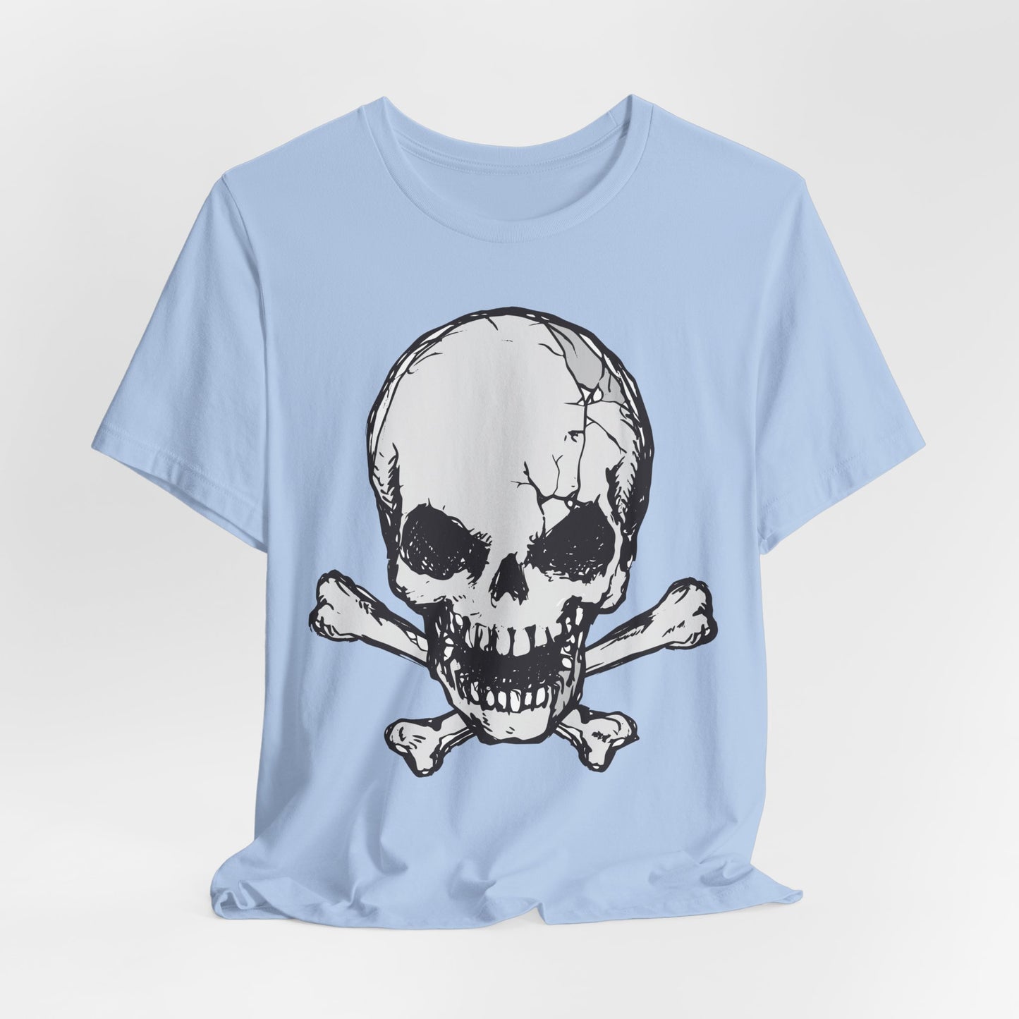 Grey Skull Graphic Design Tee, Skull Shirt, Vintage Tees, Art Design T-Shirt, Vintage Graphic Tee, Art Shirts with Skulls