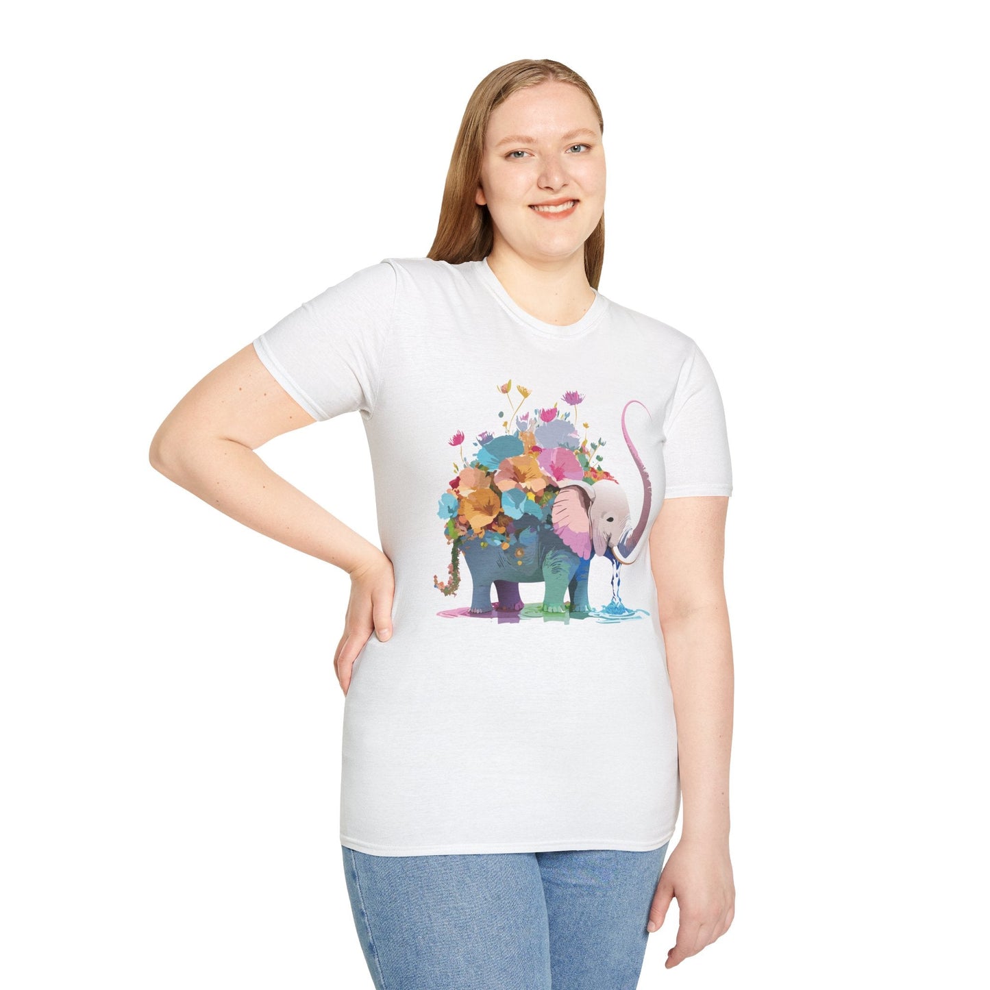 Elephant T Shirt Unisex Softstyle Cotton Tee With Animated Elephant Design Premium Comfort