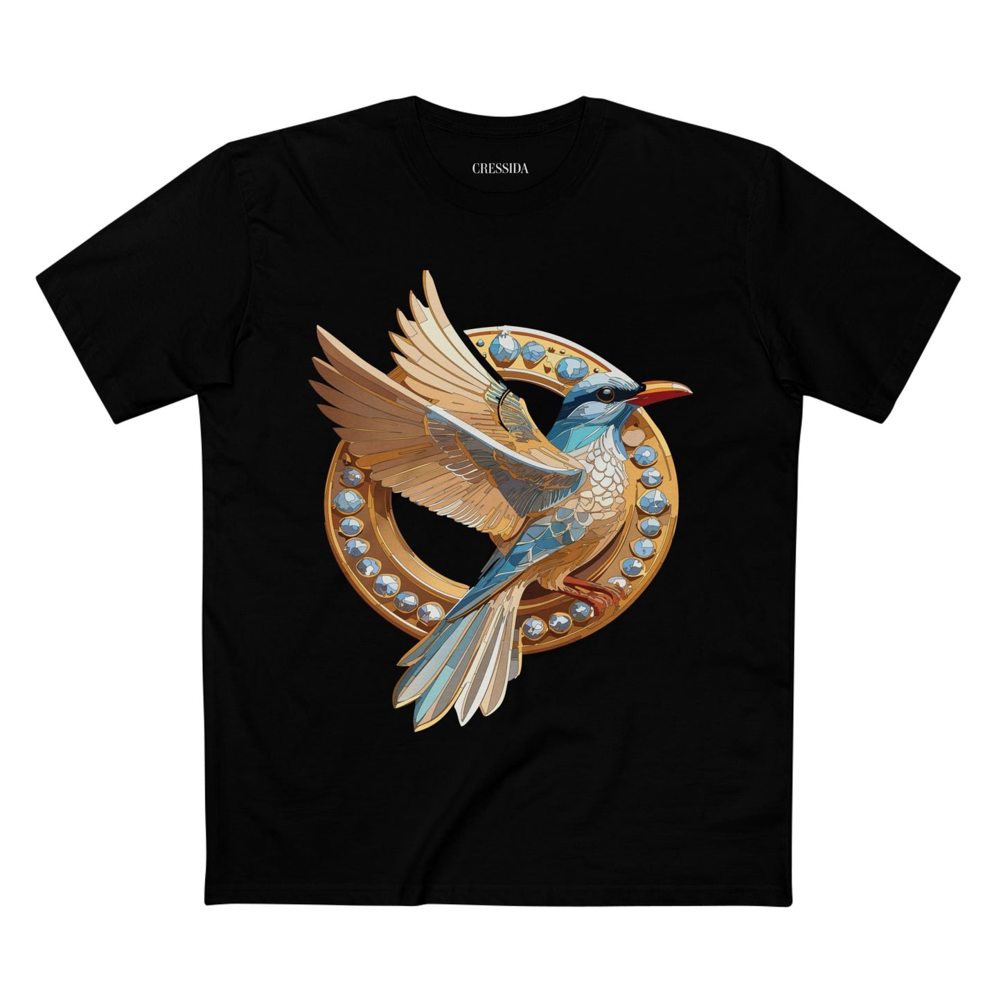 Bird Graphic Unisex 100 Cotton Tee With Unique Animal Golden Medallion Art Design 20