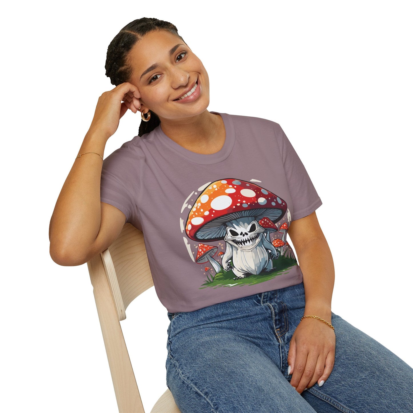Funny Mashroom Graphic Unisex Softstyle Cotton With Cartoon Illustration Design 12
