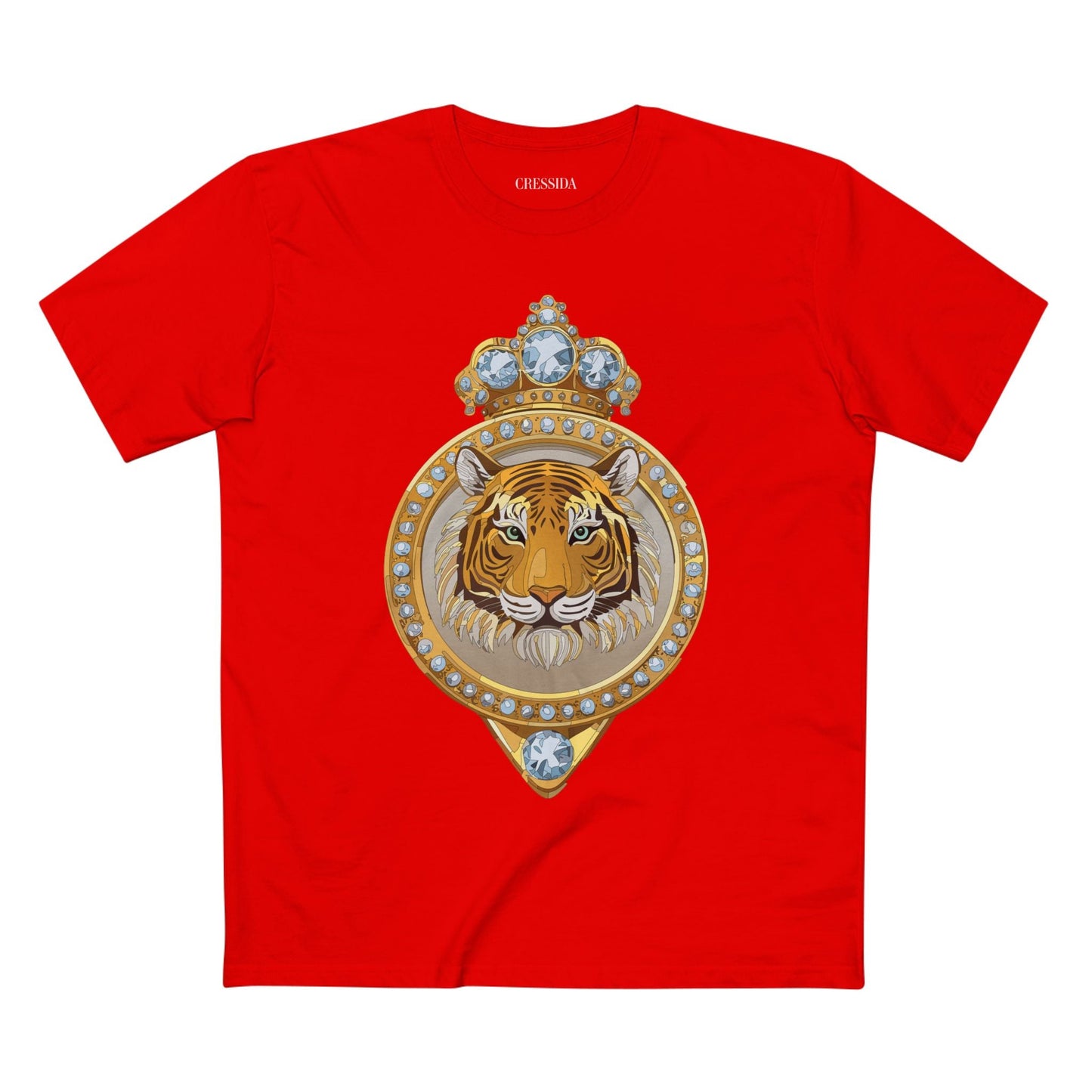Tiger Graphic Unisex 100 Cotton Tee With Unique Animal Golden Medallion Art Design 2