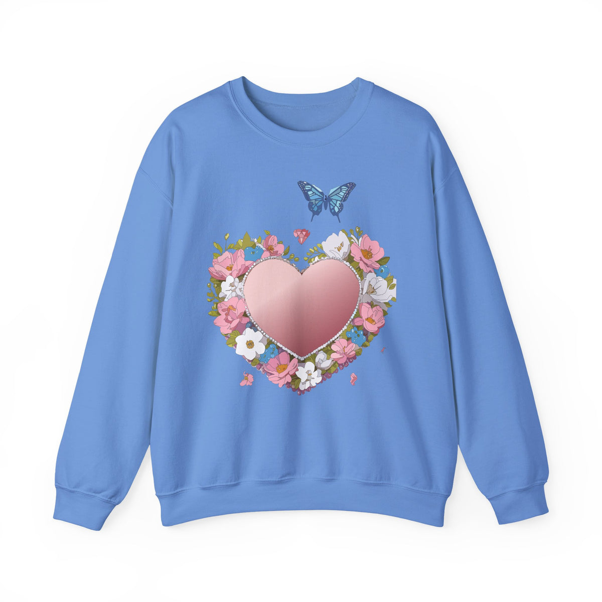 Floral Heart Love Graphic Valentine's Day Sweatshirt Unisex 50/50 Cotton-Poly Sweatshirt w30