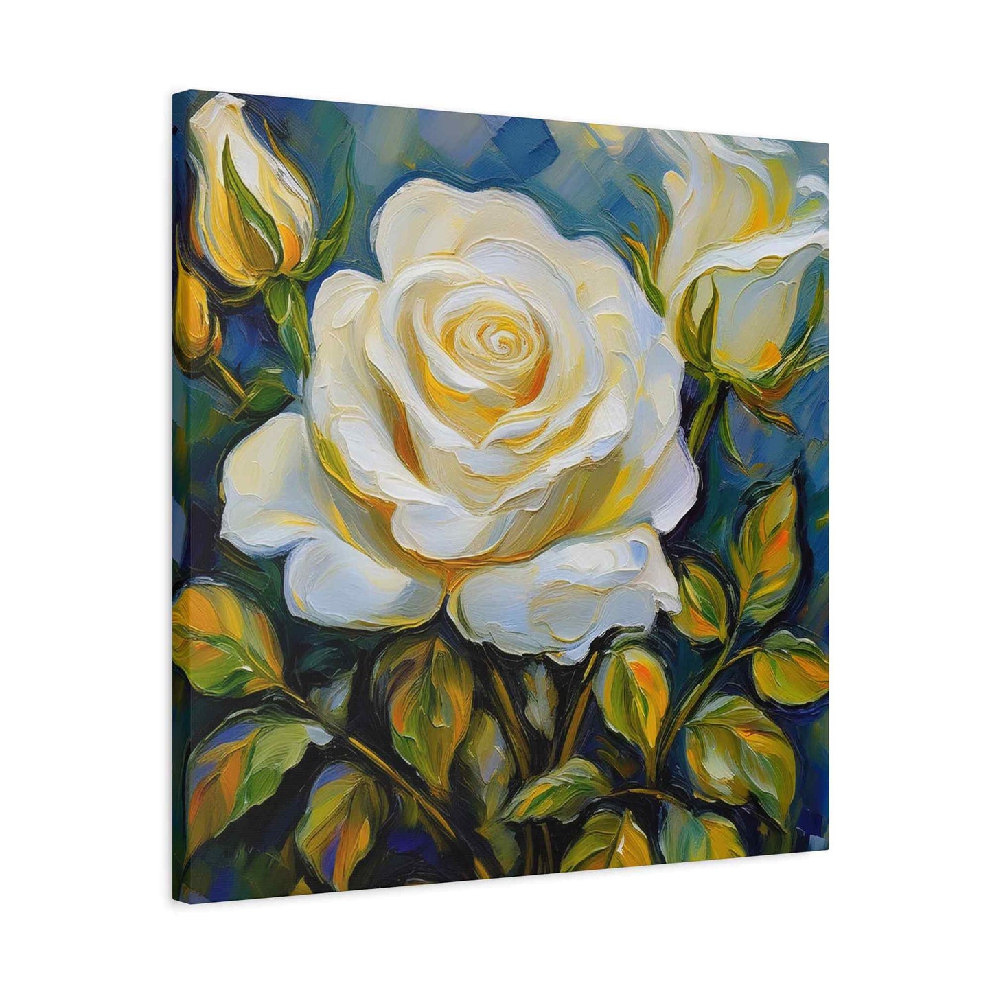 White Roses Print Canvas, Roses Oil Paint Print 20x20, 24x24, 30x30, 32x32, 36x36, Floral Art Design Print Non-Frame MC-21