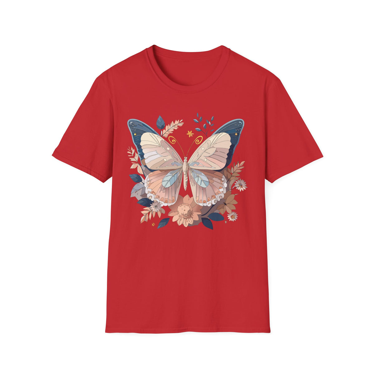 Pastel Botanical Butterfly T-Shirt | Floral Wings Nature Graphic Tee Unisex 100 Cotton Gildan T-Shirt
