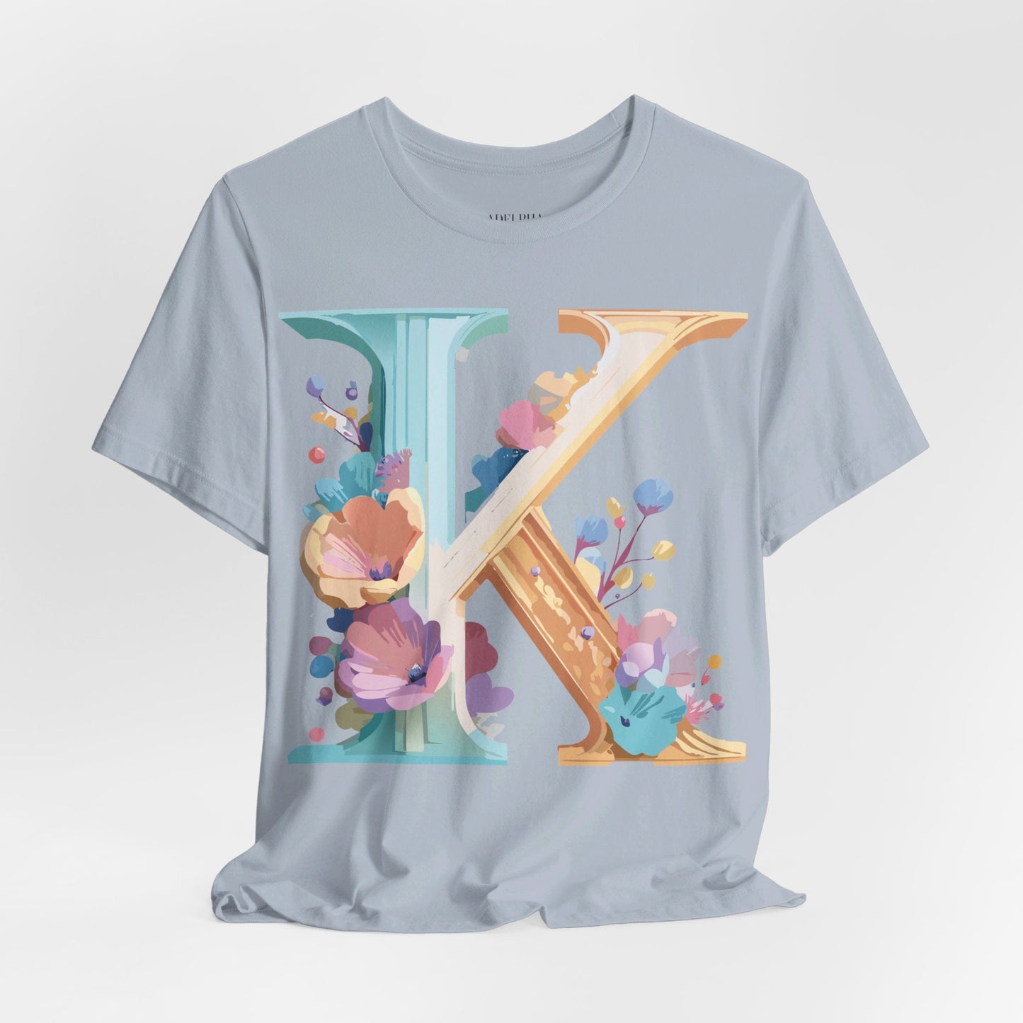 Letter K Graphic Tee Unisex Shirt By Adelpha Vintage Art Design Short Sleeve Collection