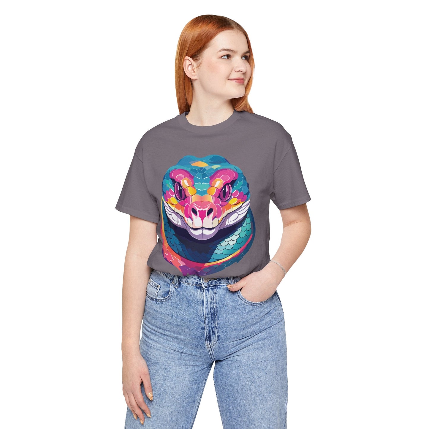 Unisex Animal Tee Shirt With Art Design, Wild Animals Short Sleeve Graphic Tee For Everyday Wear