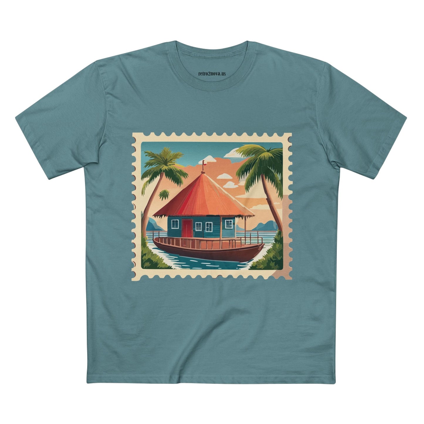 Unisex Postage Stamp Shirt Art Tee Premium Cotton By Retro2Nova Studio Collection