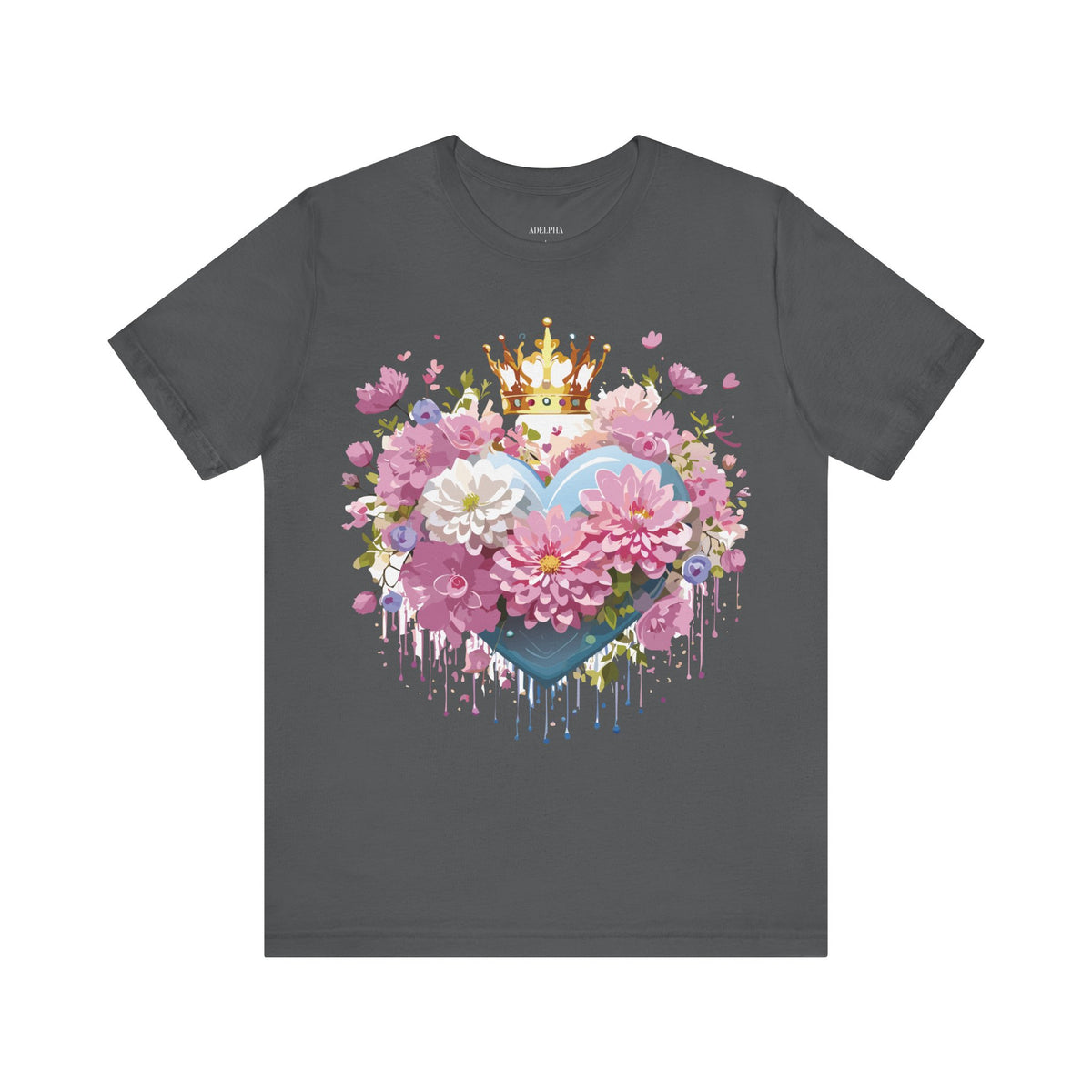 Valentine's Day Graphic Unisex Cotton Bella+Canvas Tee with Floral Art Design d106