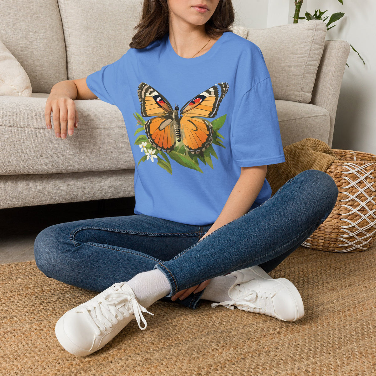 Butterfly Nature T-Shirt — Orange Monarch Illustration Graphic Tee Unisex 100 Cotton Gildan T-Shirt