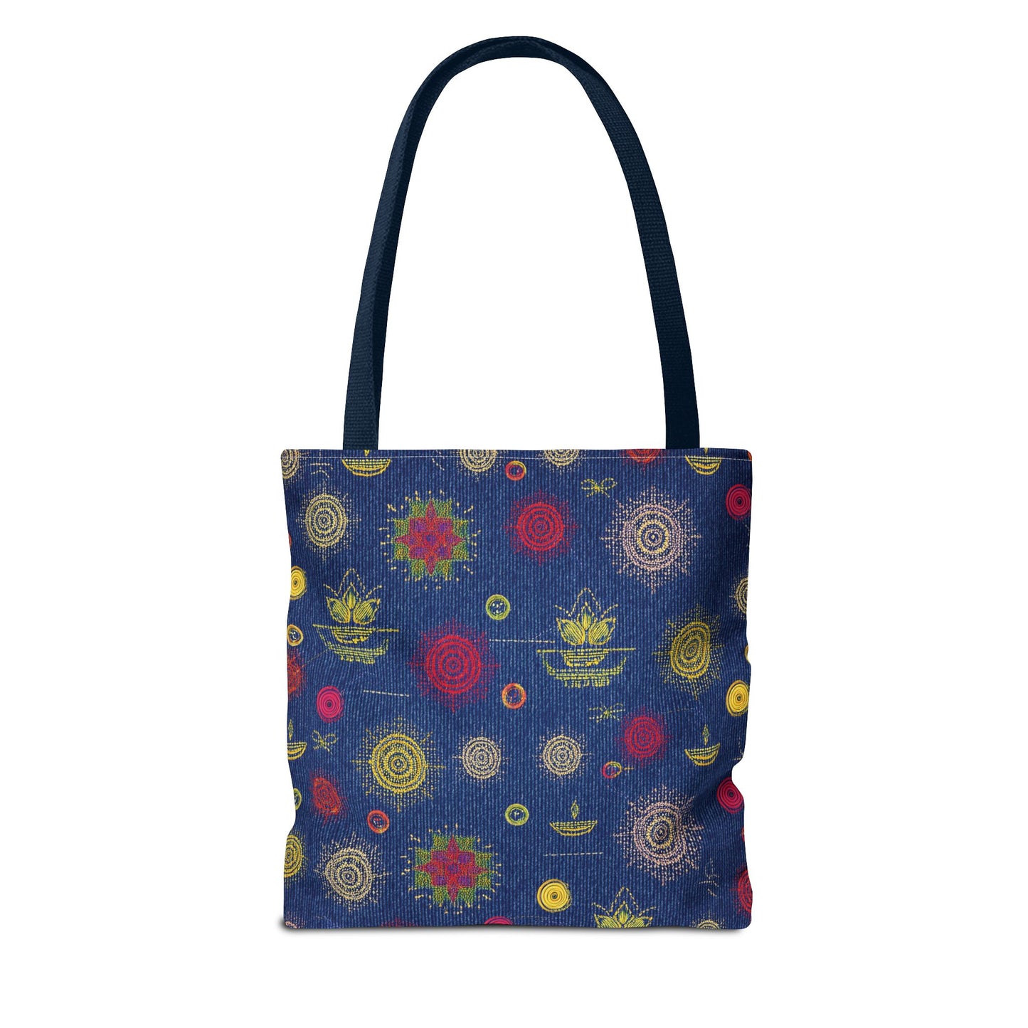 Diwali Graphic Denim Fabric Imitation Print Unisex Canvas Bag Poly Spun 3 Sizes Tote Bag 205-26