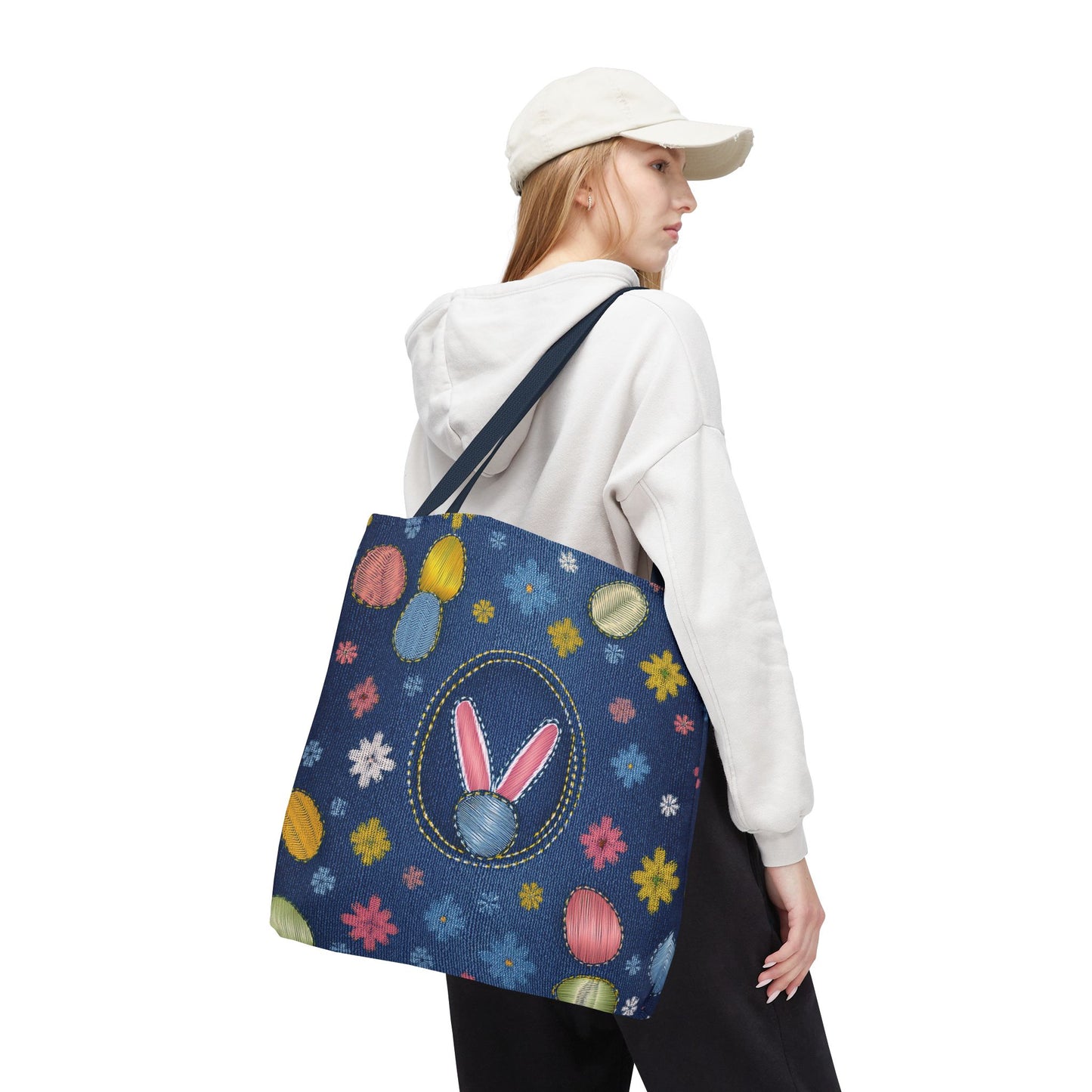 Easter Graphic Design Denim Fabric Imitation Print Unisex Canvas Bag Poly Spun 3 Sizes Tote Bag 204-10