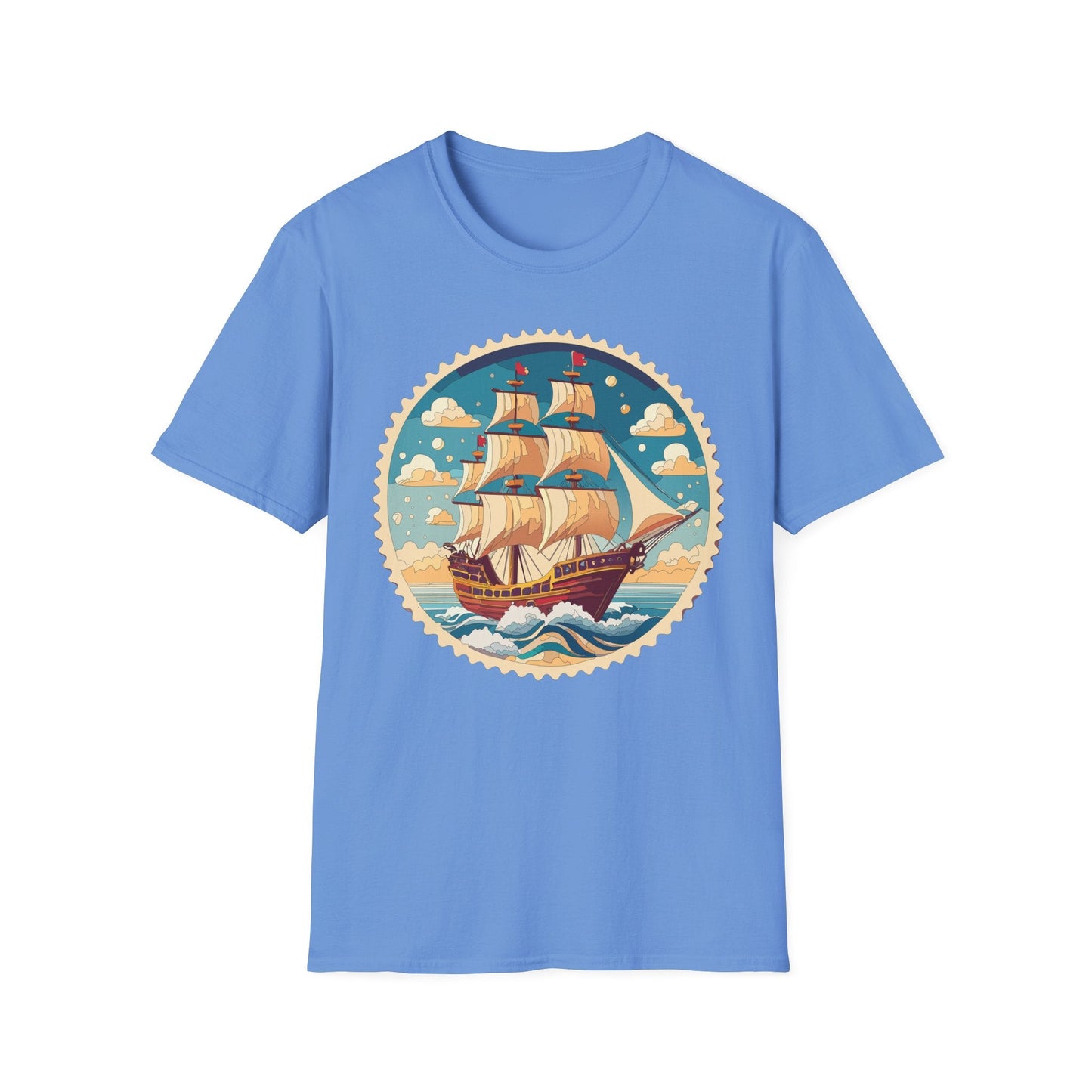 Frigate Ship T Shirt Unisex Short Sleeve 100 Percent Ring Spun Cotton Soft Tee Gildan 64000